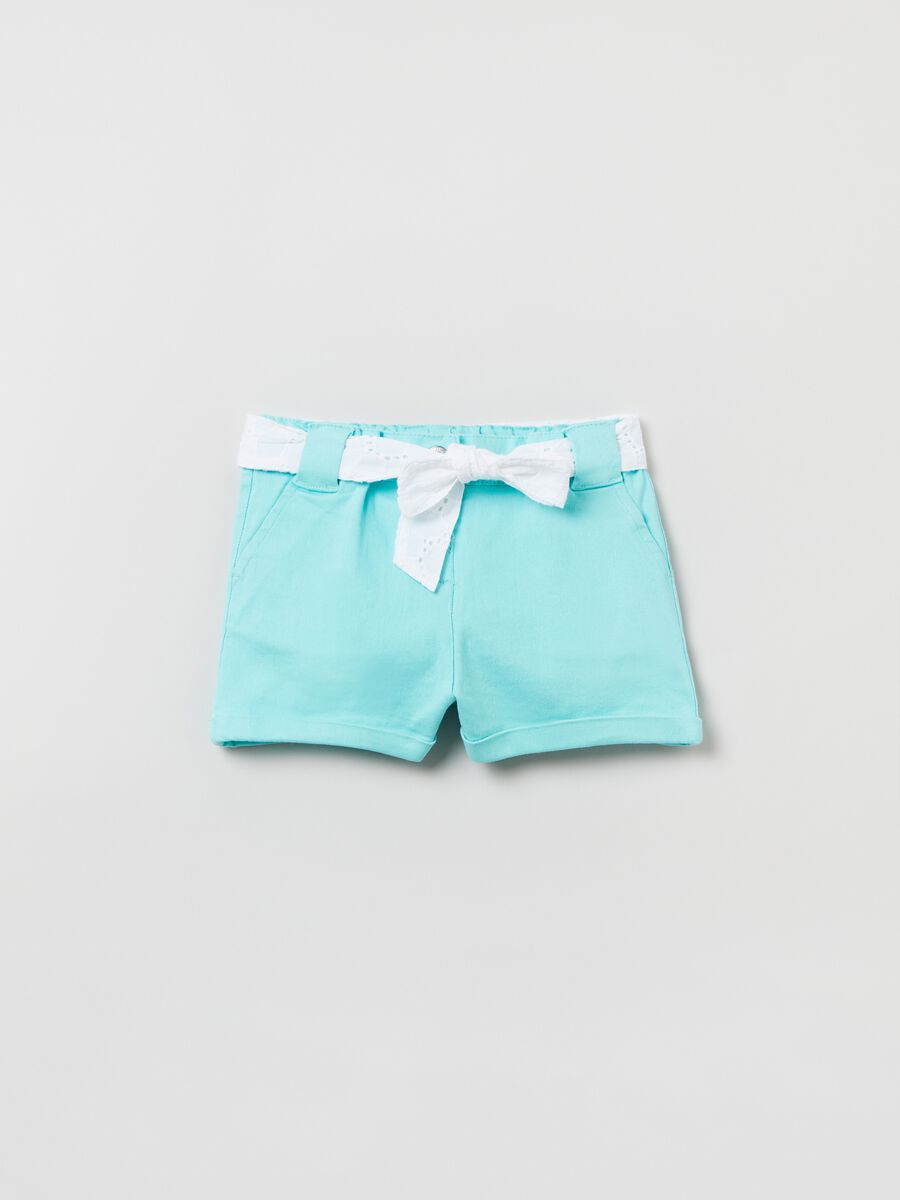 Shorts with broderie anglaise belt_0