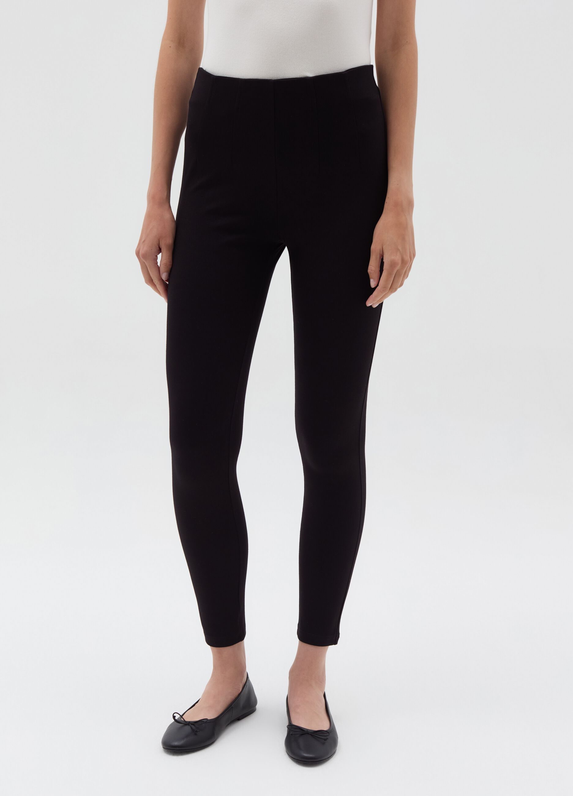 High-rise crop leggings with darts