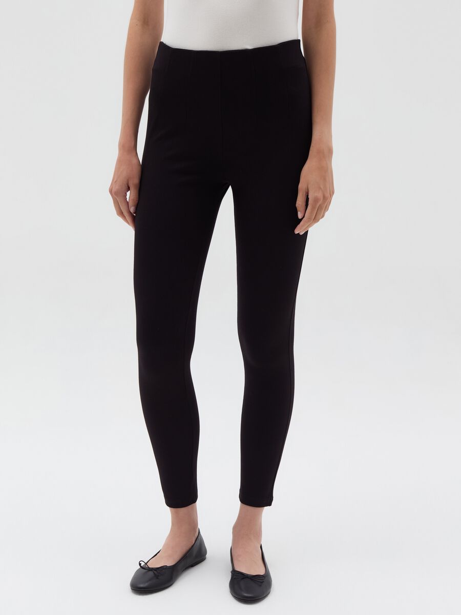 High-rise crop leggings with darts_1