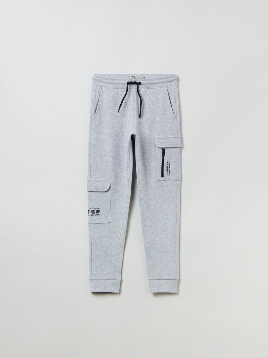 Joggers cargo con coulisse e stampa _0