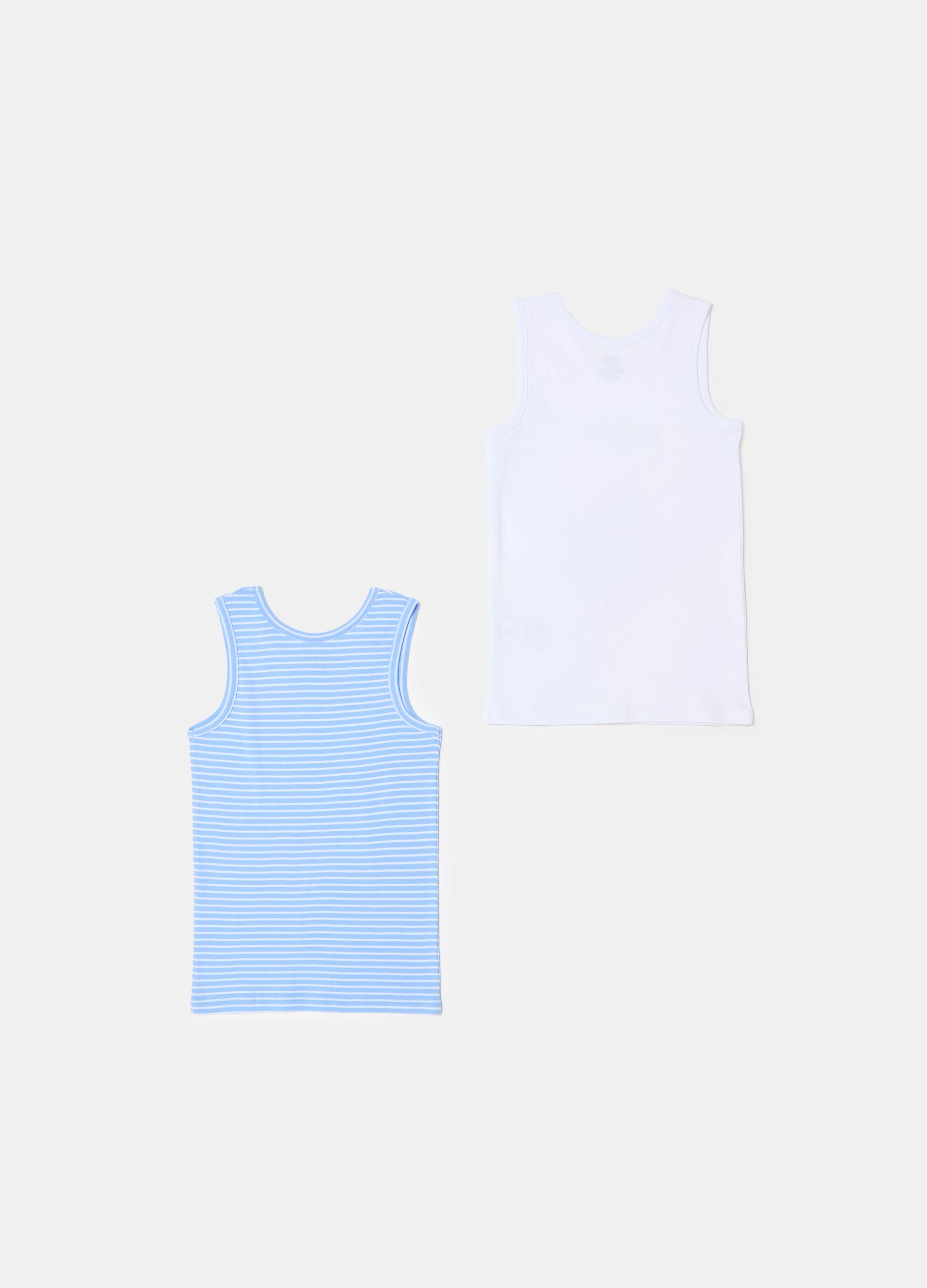 Two-pack racerback vests with striped pattern