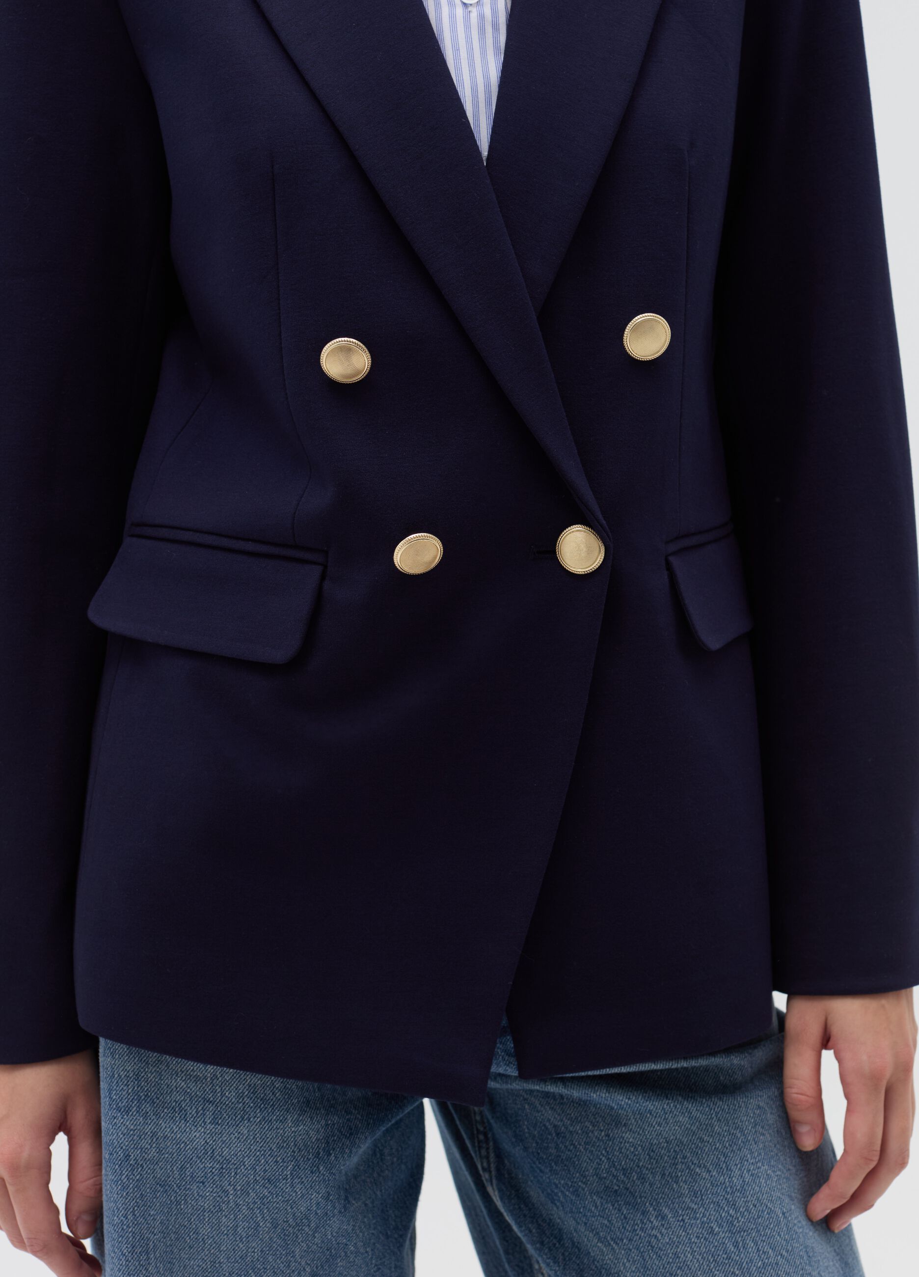 Double-breasted blazer with gold-coloured buttons