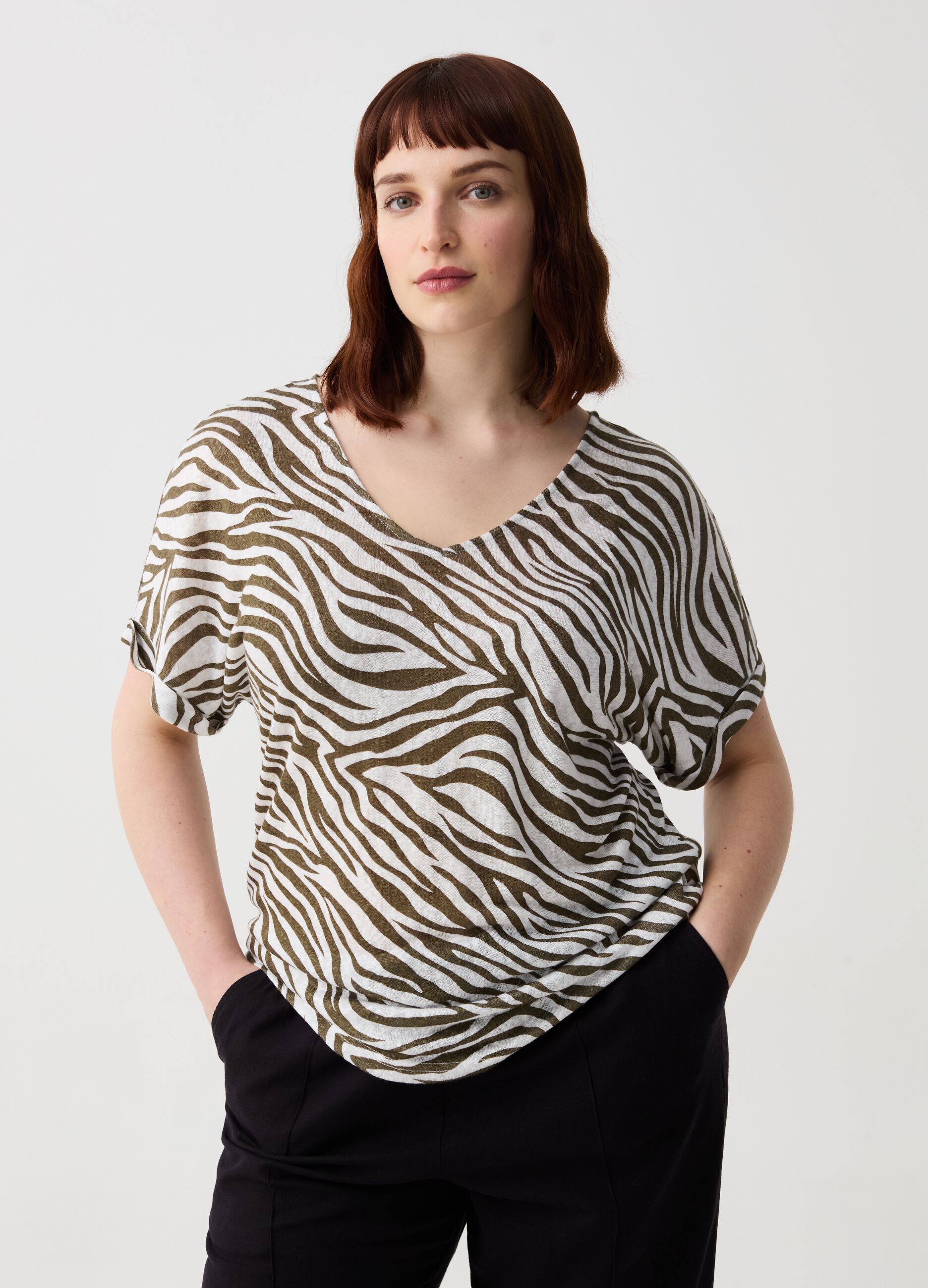 Curvy T-shirt with zebra print