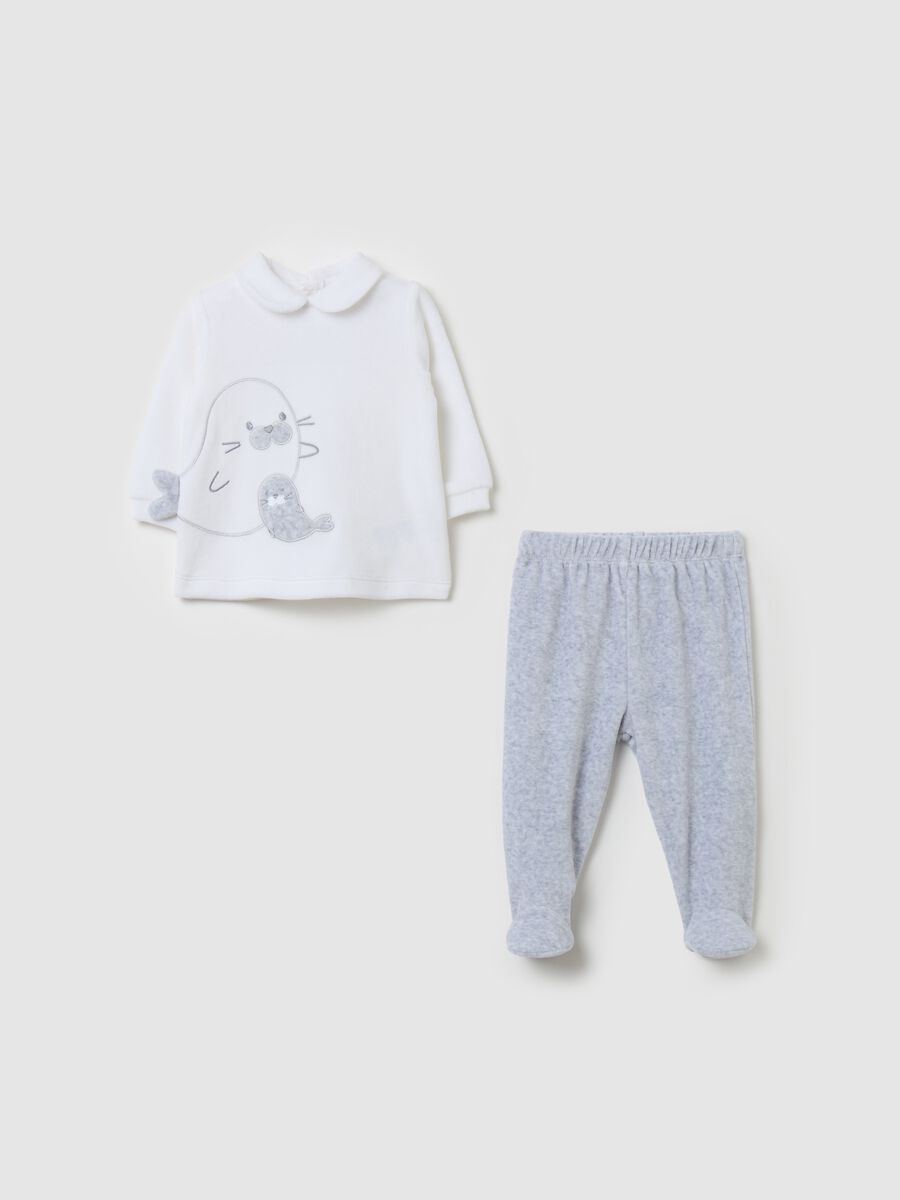 T-shirt and baby leggings set in velour_0