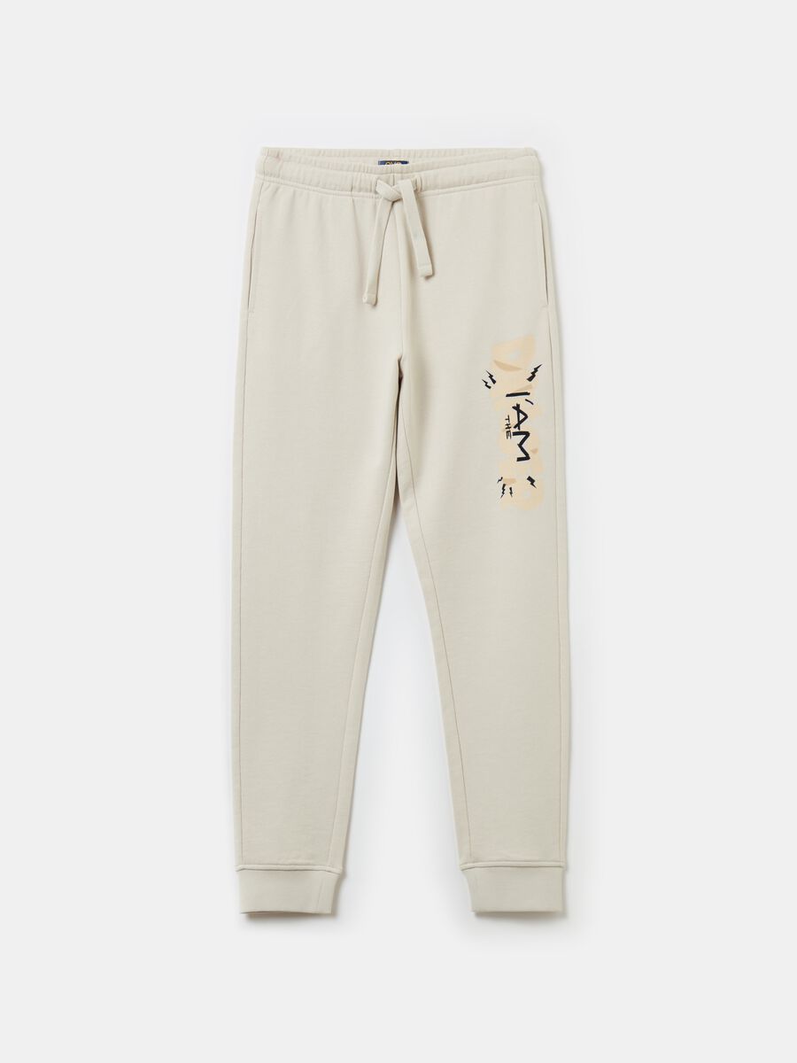 Fleece joggers with drawstring and print_3