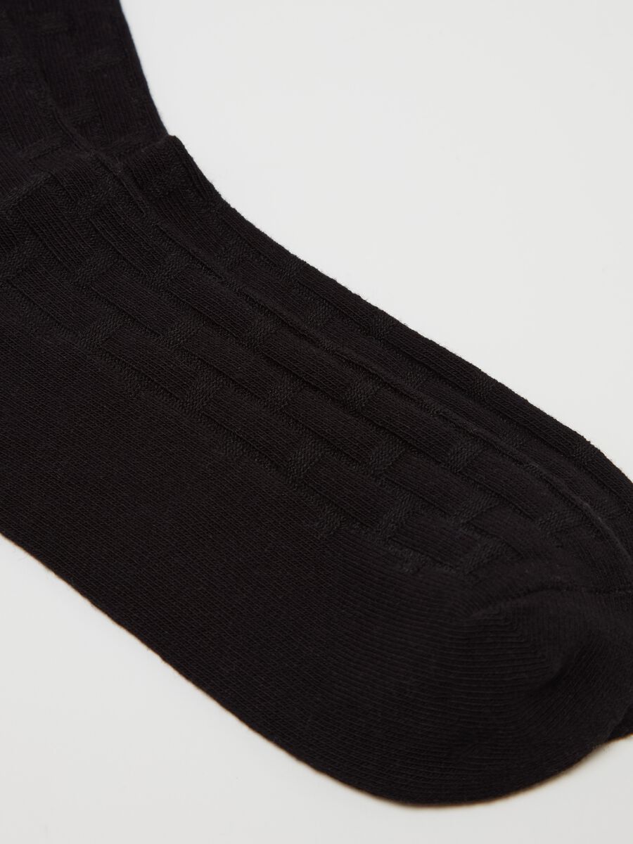 Two-pair pack short socks with woven design_1