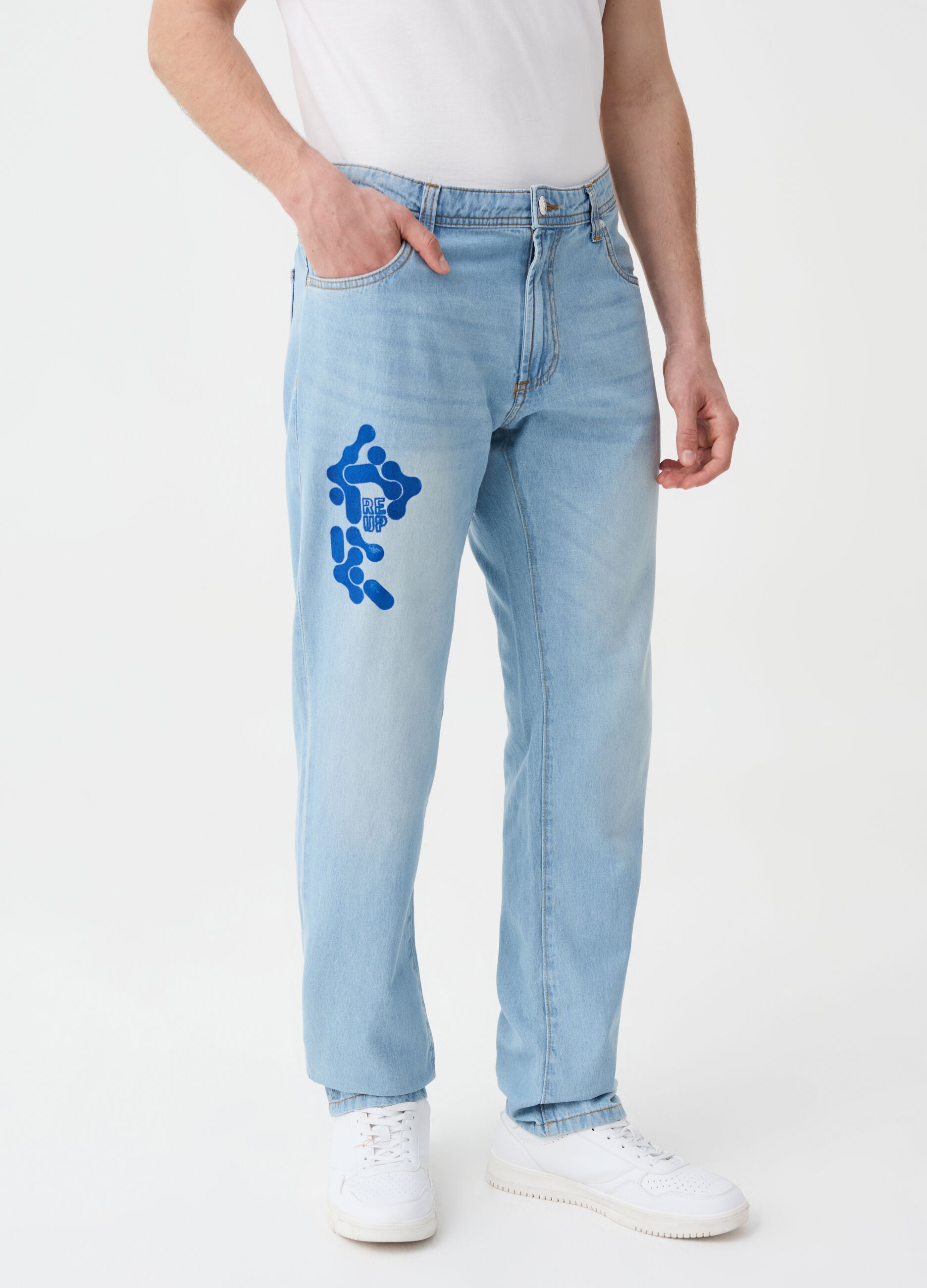 Regular-fit jeans with RE-UP print
