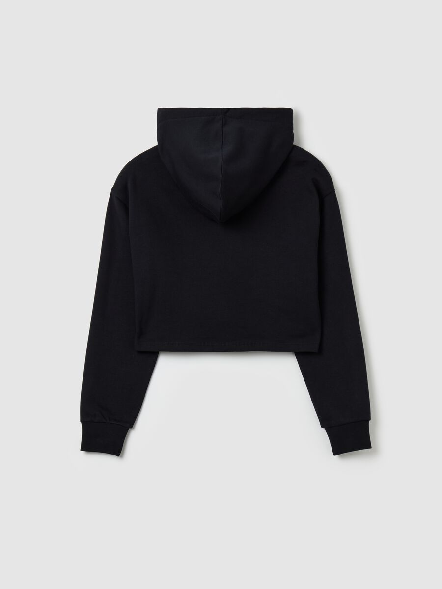 Crop sweatshirt with hood and print_1