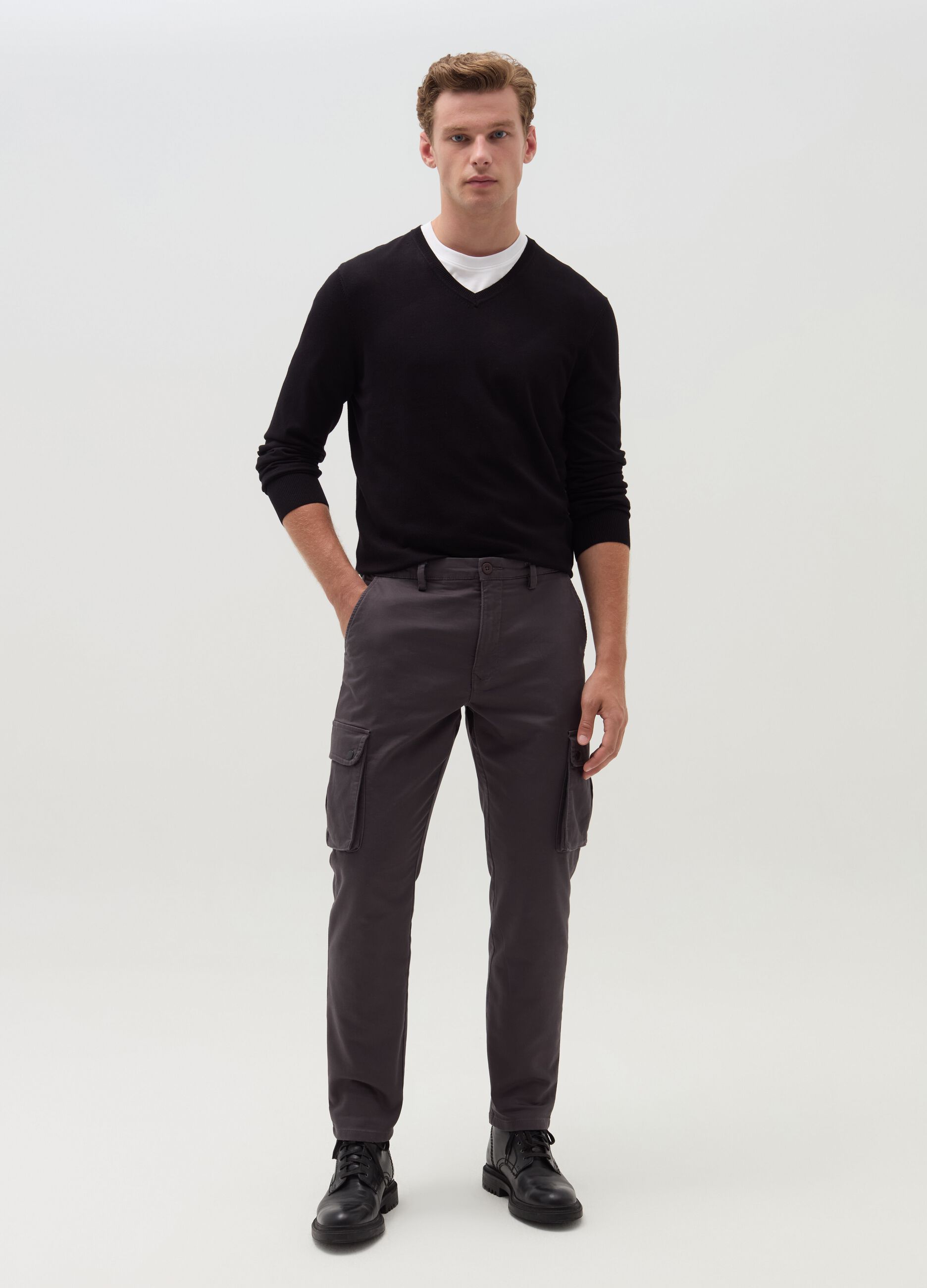 Cargo trousers in stretch cotton