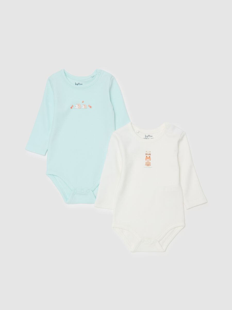 Two-pack bodysuits in organic cotton with animals print_0