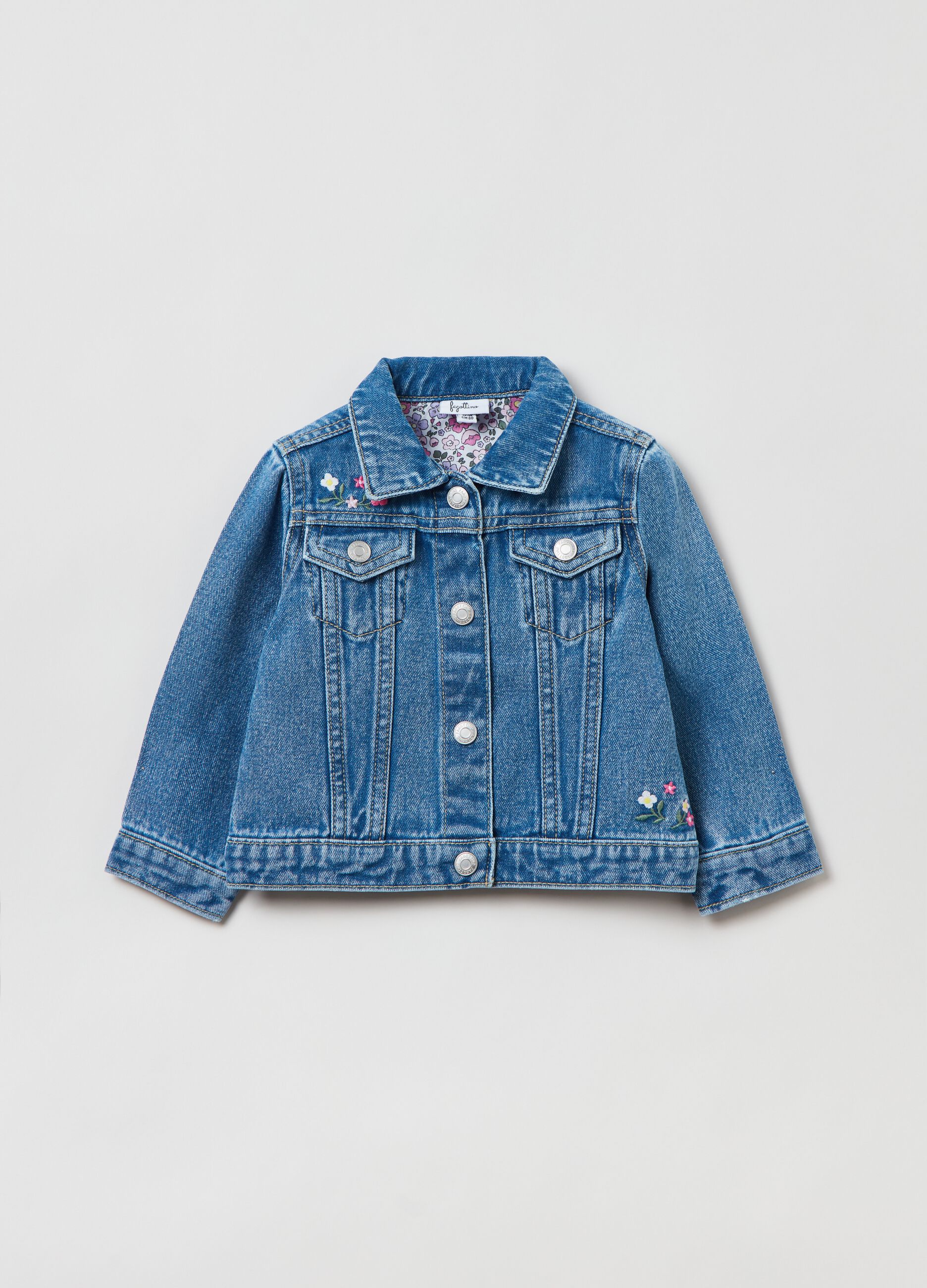 Denim jacket with flower embroidery