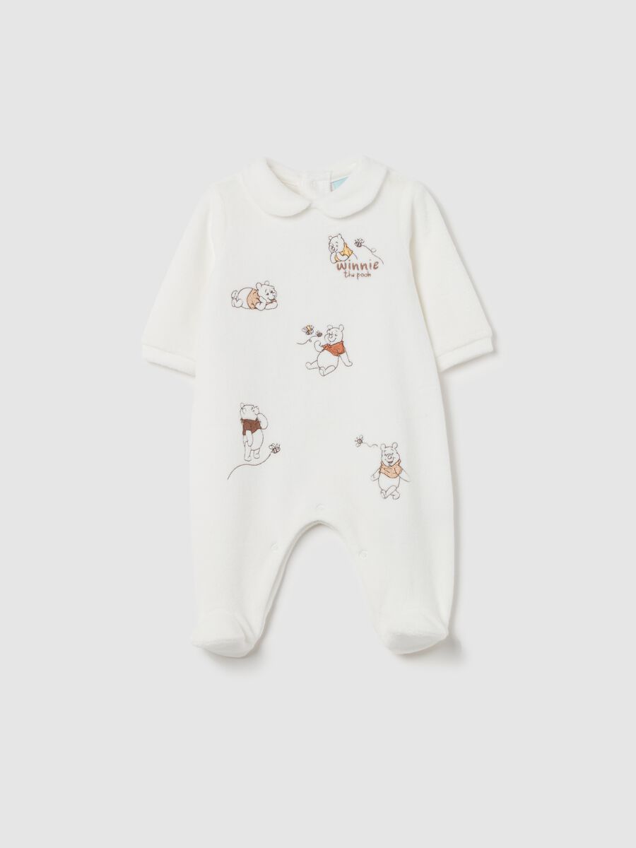 Velour onesie with feet and Winnie the Pooh embroidery_0