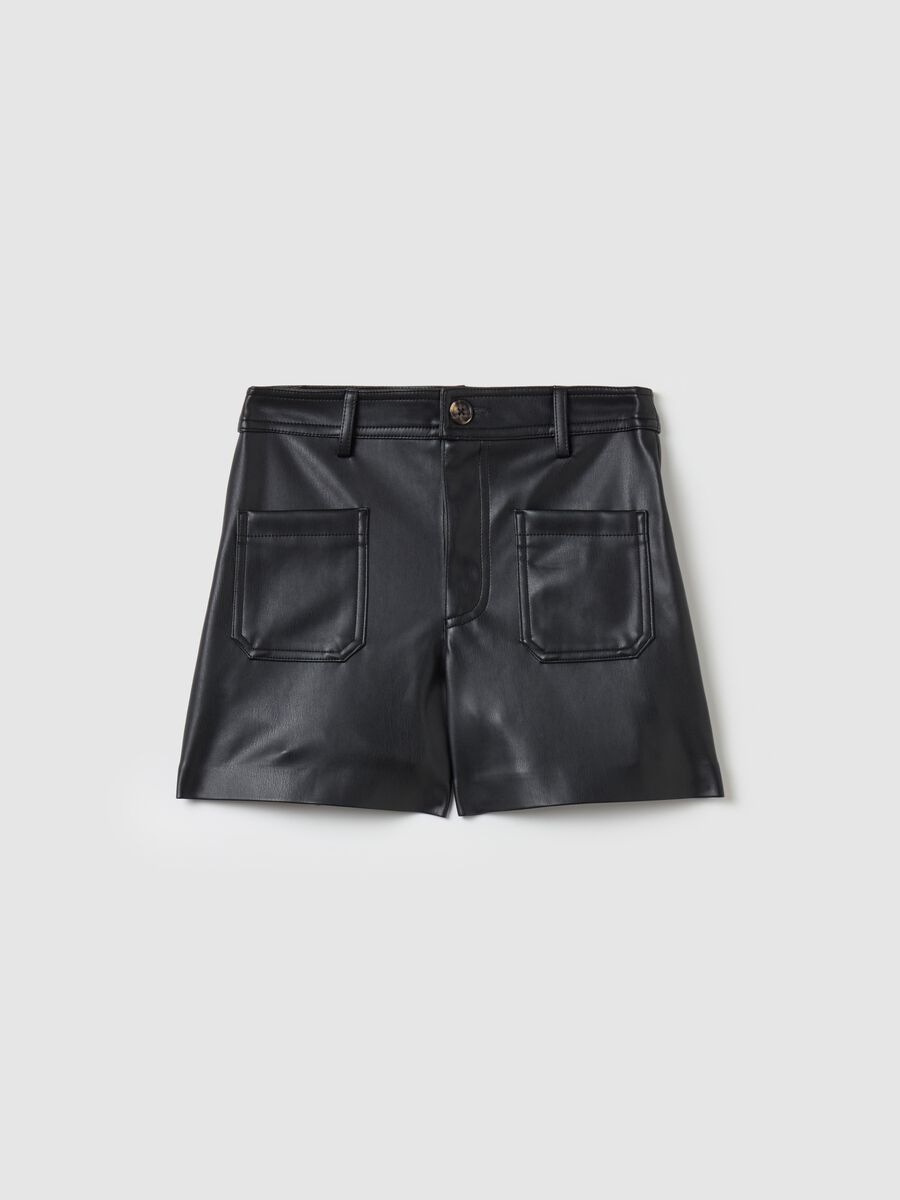 Shorts in shiny fabric with pockets_0