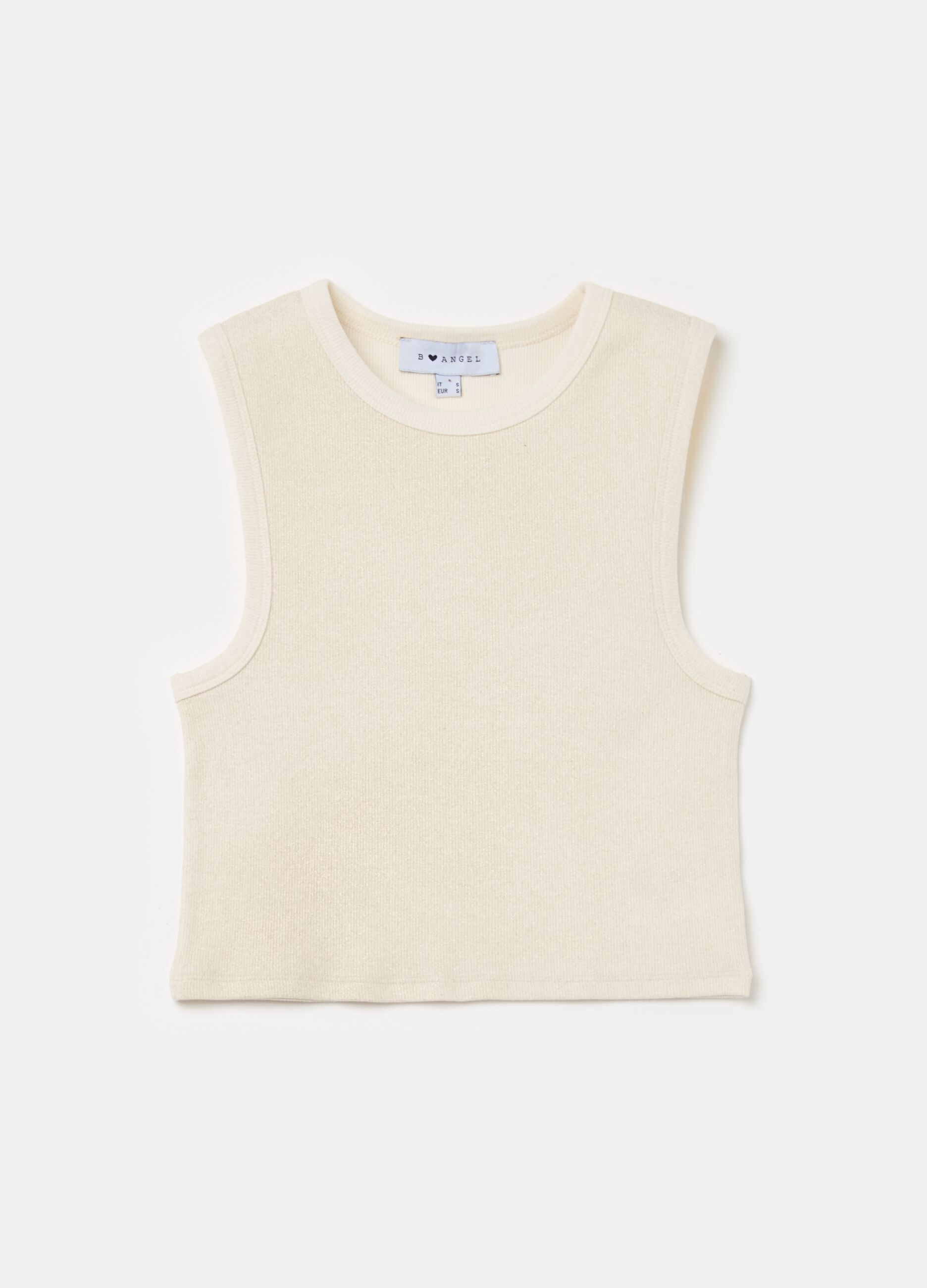 Ribbed crop tank top with lurex