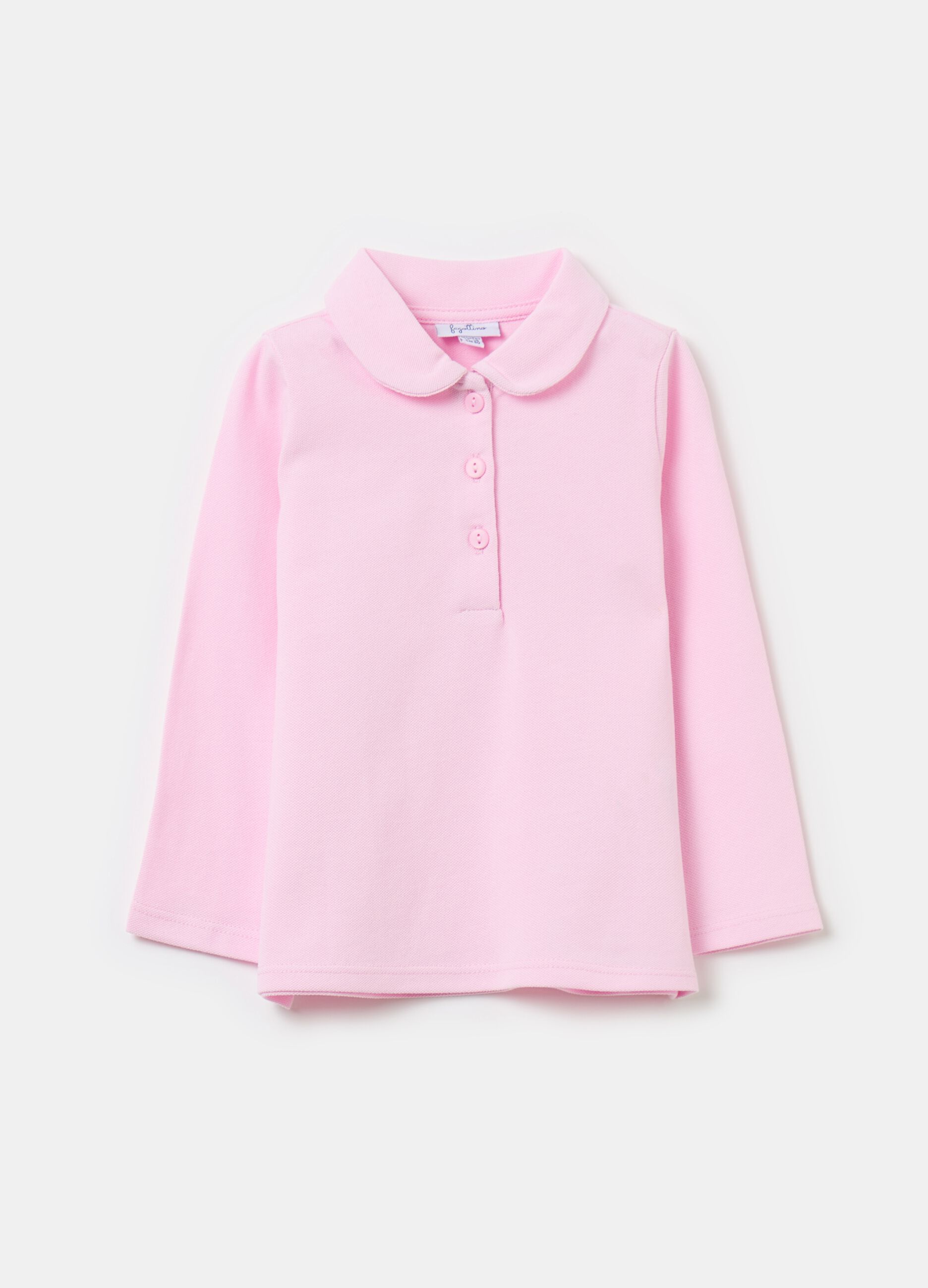 Long-sleeved polo shirt in organic cotton