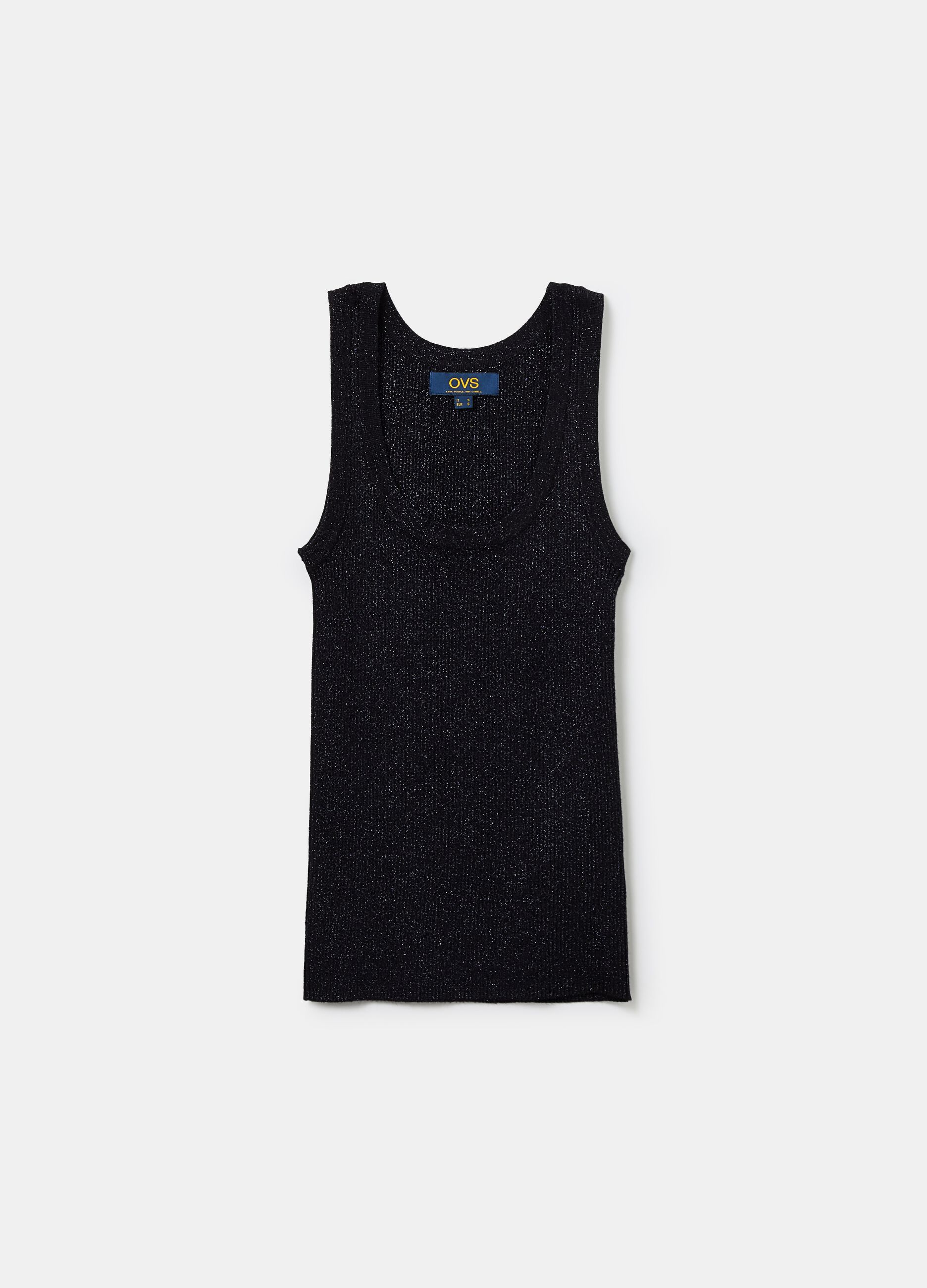 Ribbed tank top with lurex