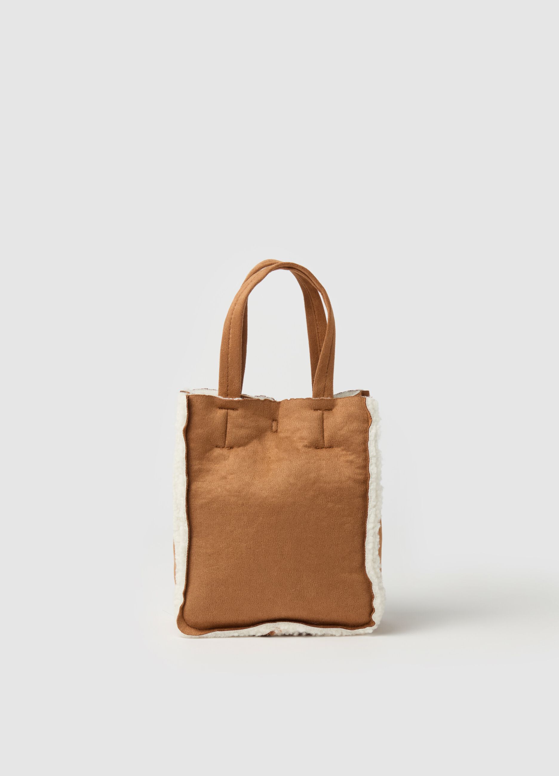 Mini tote bag con interno in sherpa