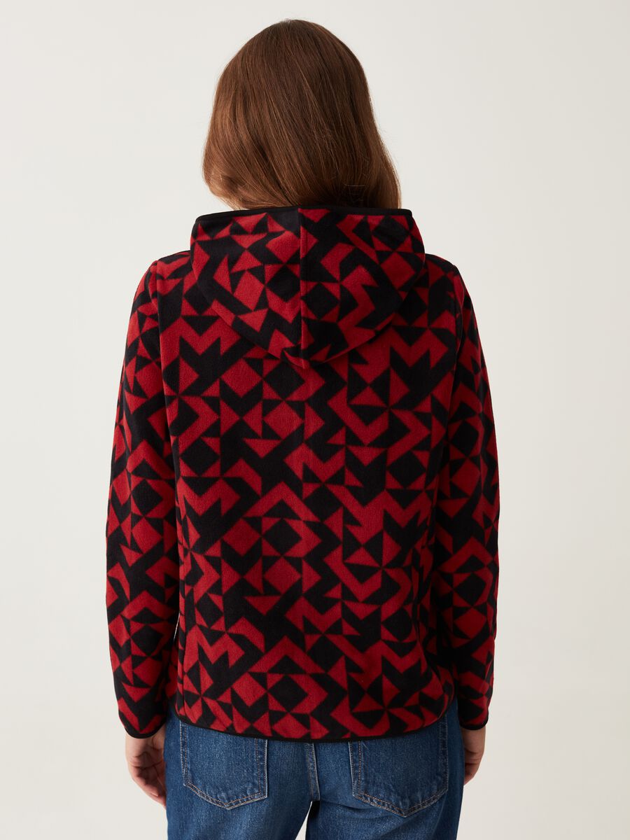 Full-zip fleece sweatshirt with hood and print_2