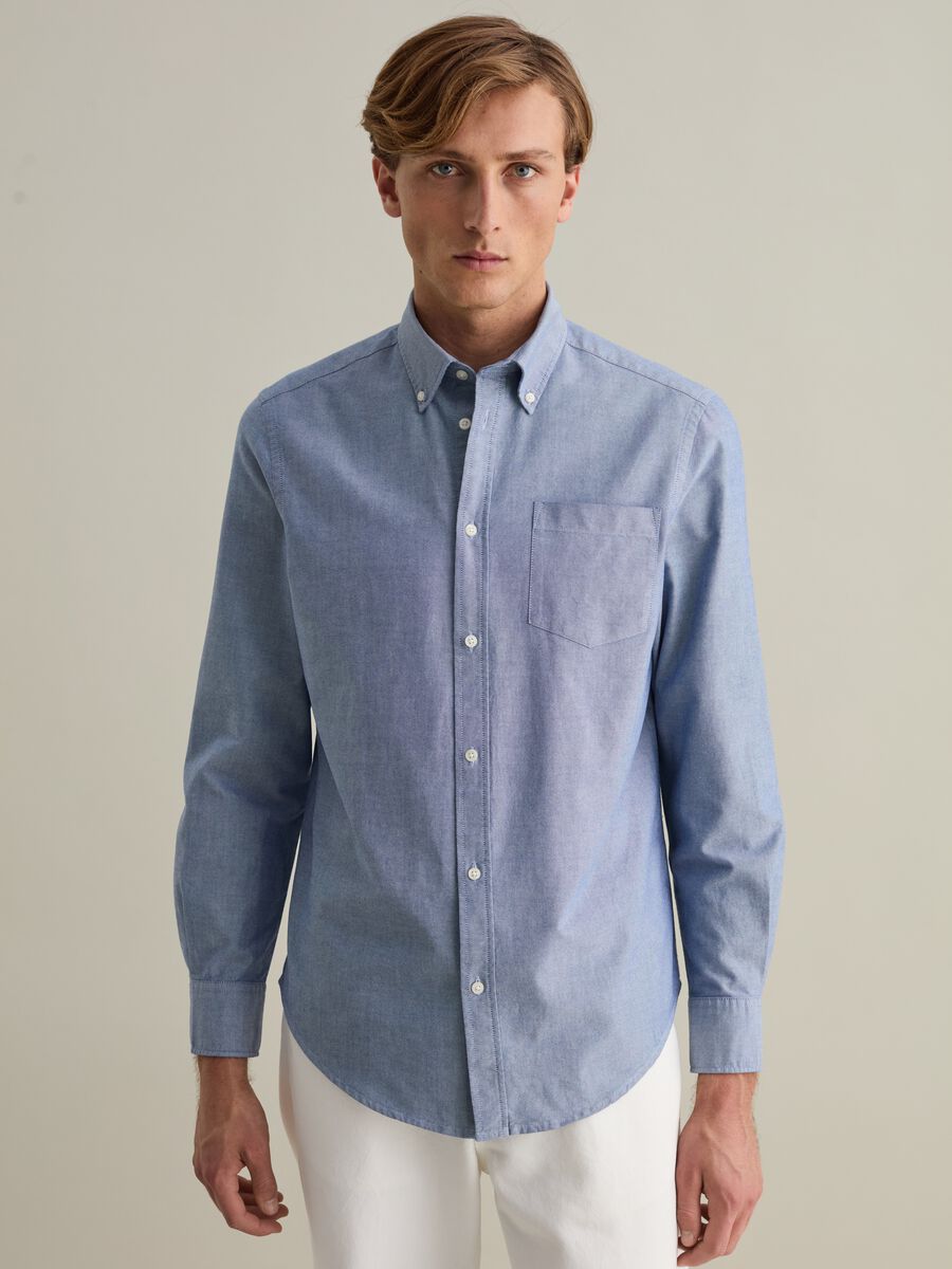 Oxford cotton shirt with button-down collar_1