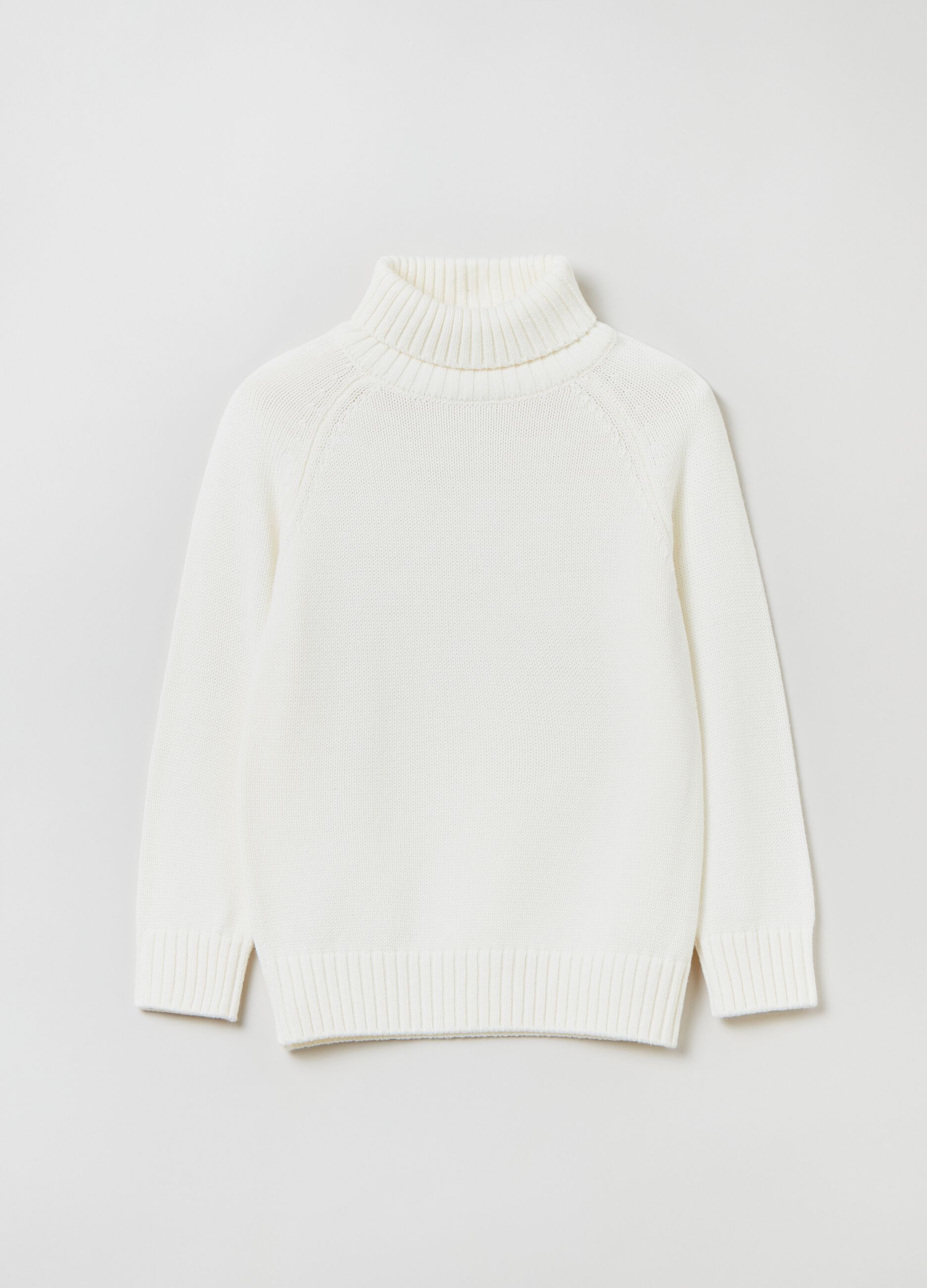 Solid-colour knit turtle-neck sweater