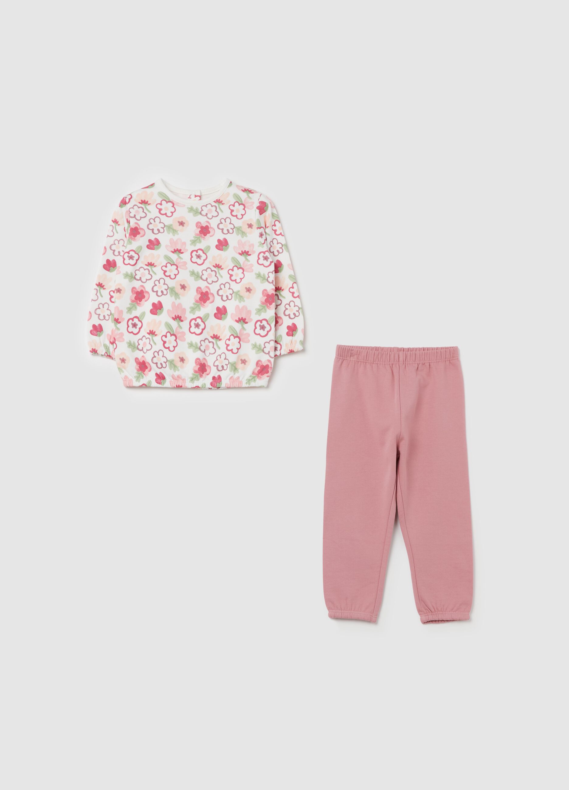 Organic cotton pyjamas with small flowers print