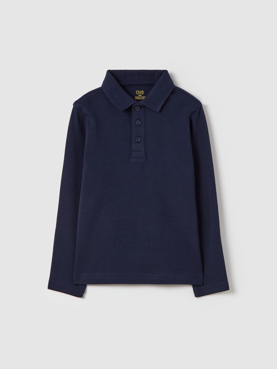 Long-sleeved cotton polo shirt_0