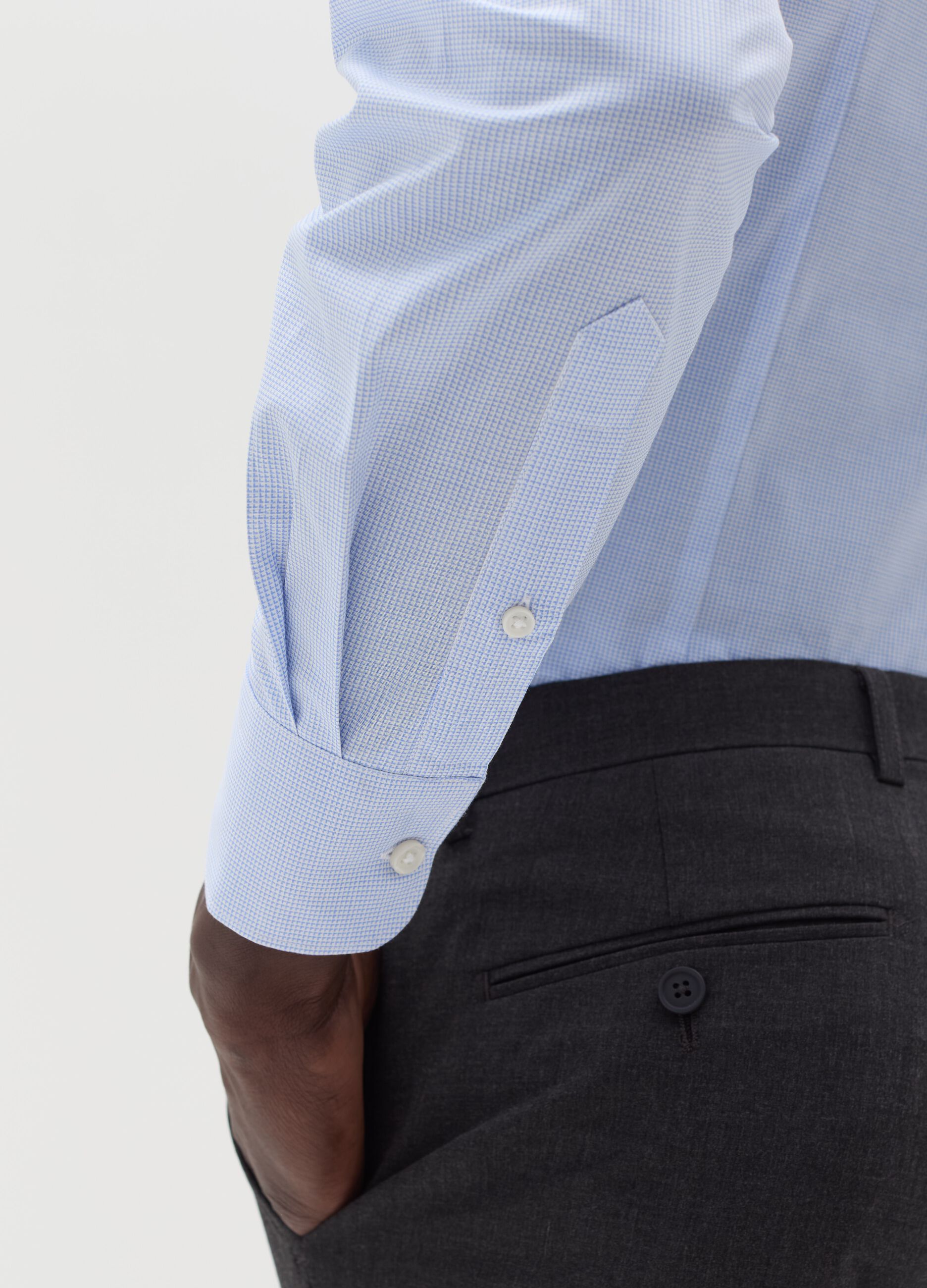 Slim-fit shirt with micro waffle weave