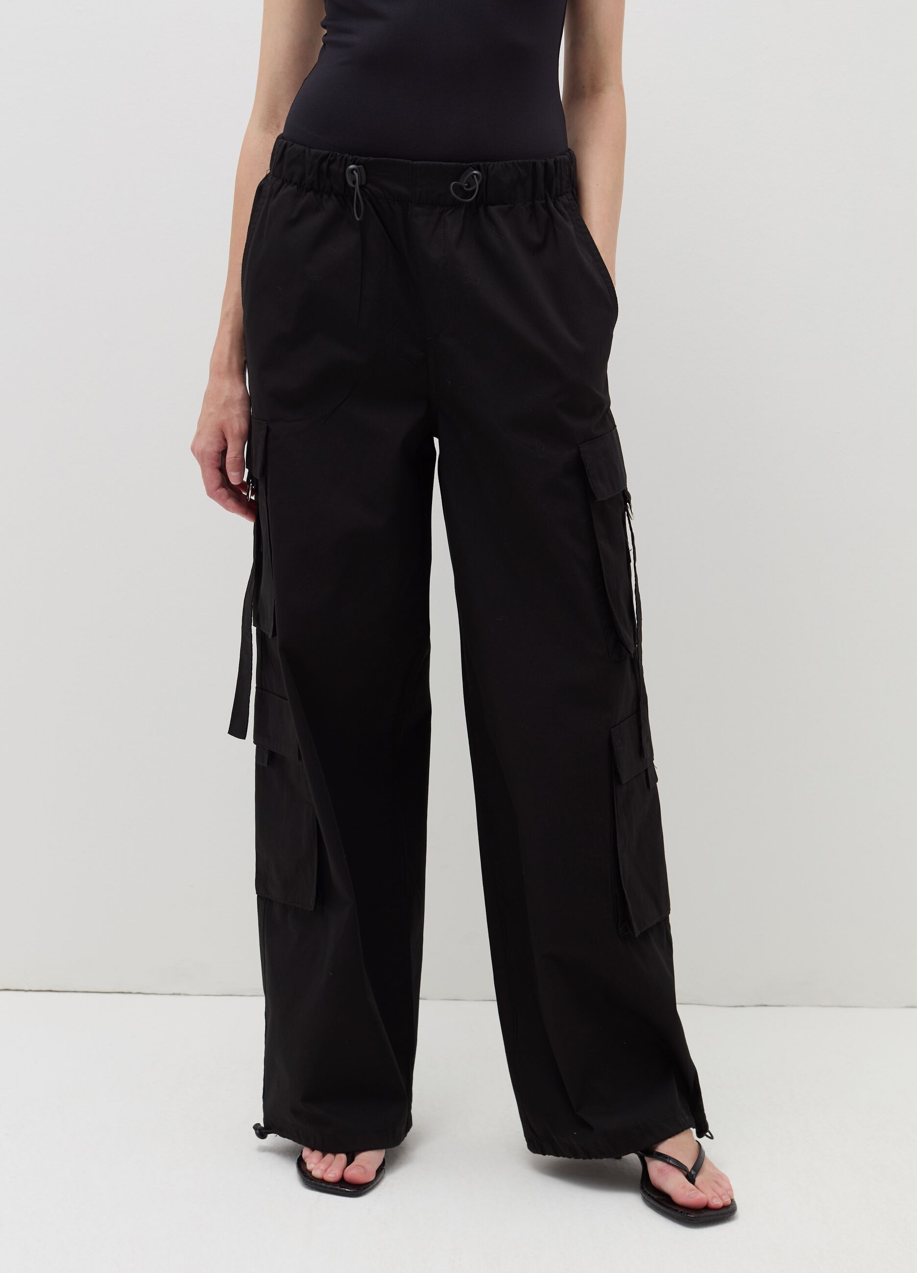 Cotton cargo parachute trousers