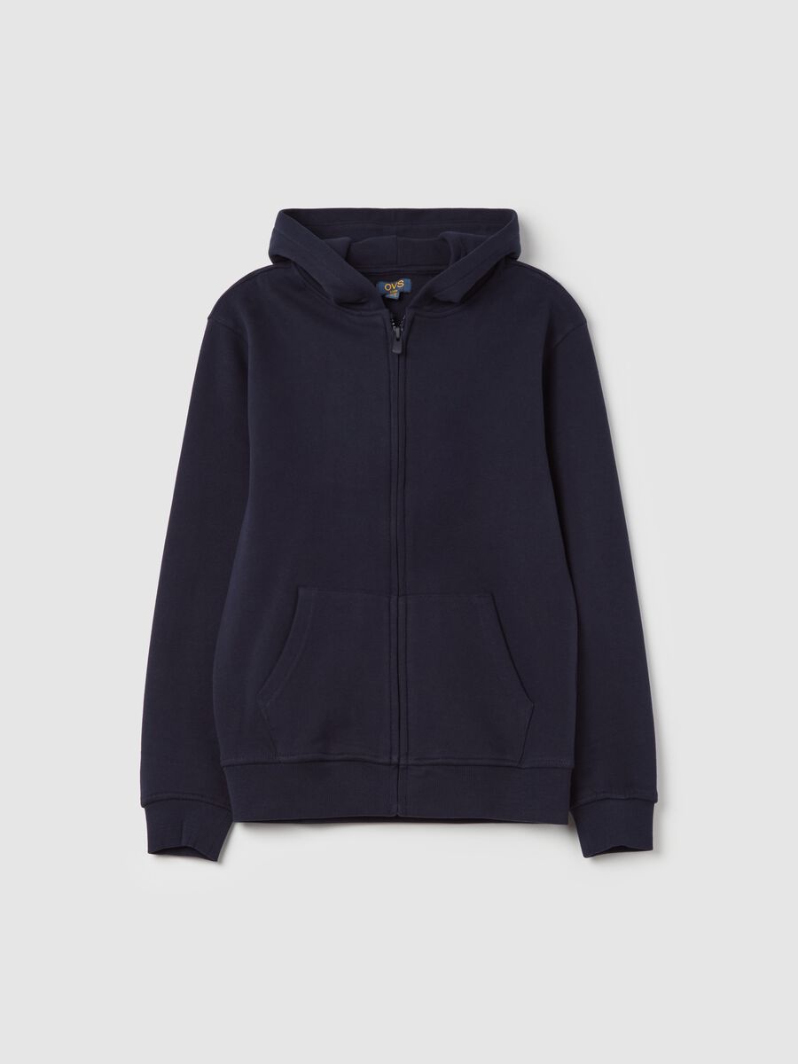 Essential full-zip sweatshirt in fleece with hood_0