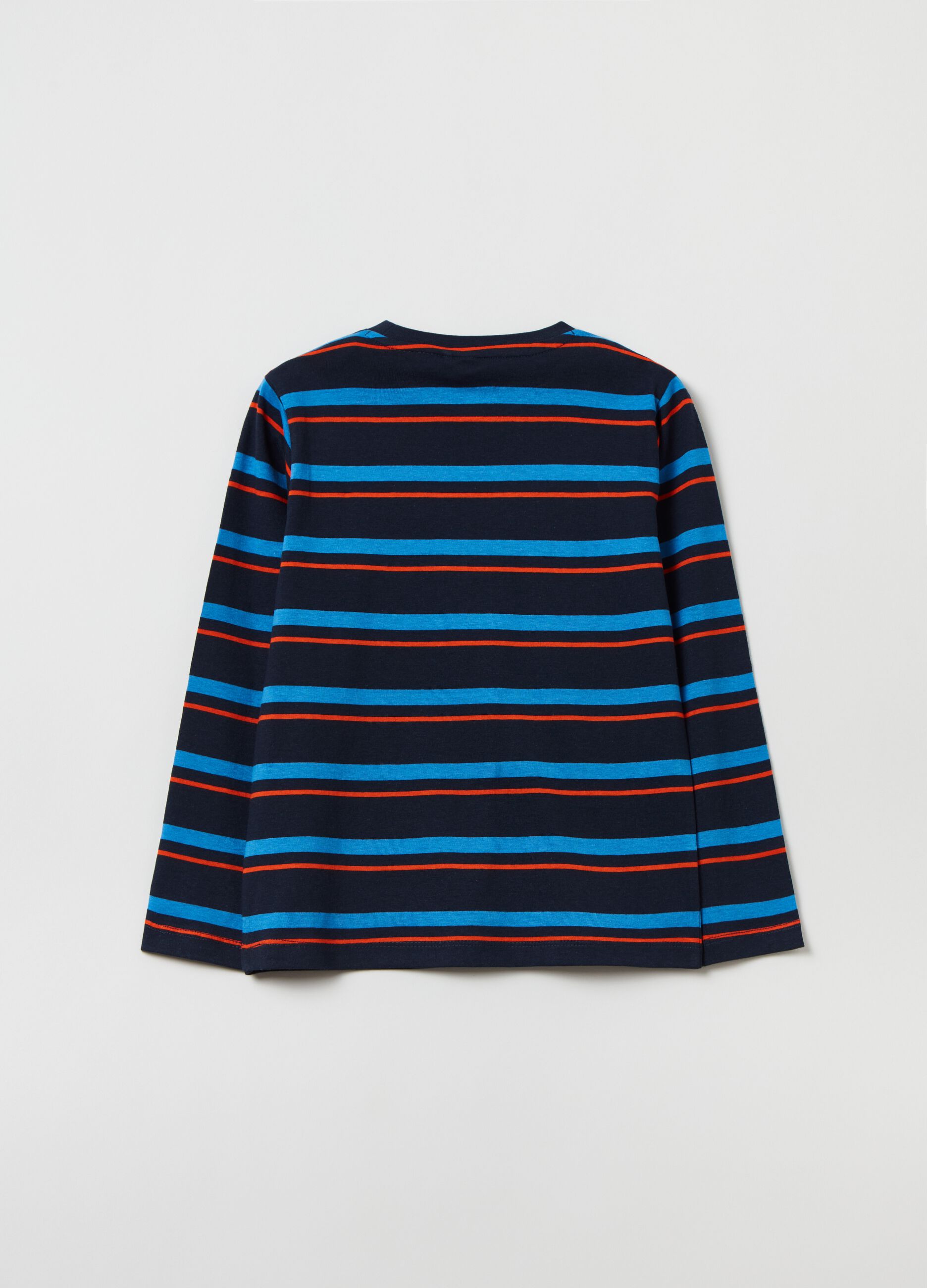 Striped cotton T-shirt with long sleeves