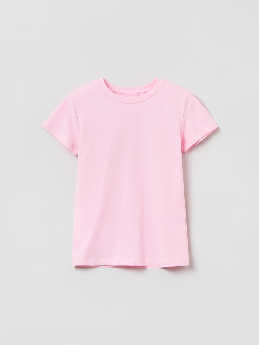 Stretch cotton T-shirt with crew-neck_0