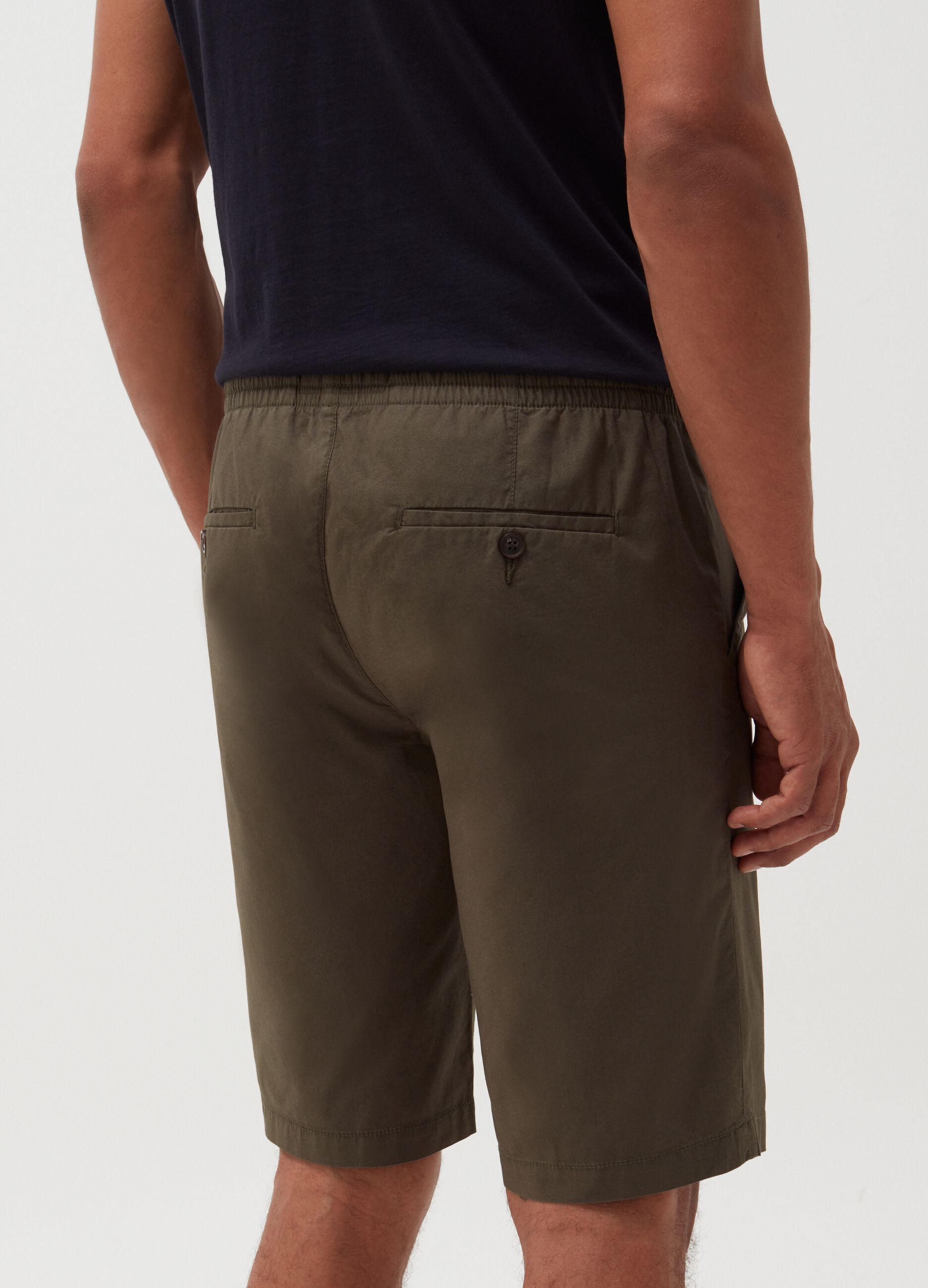 Chino Bermuda shorts in poplin with drawstring