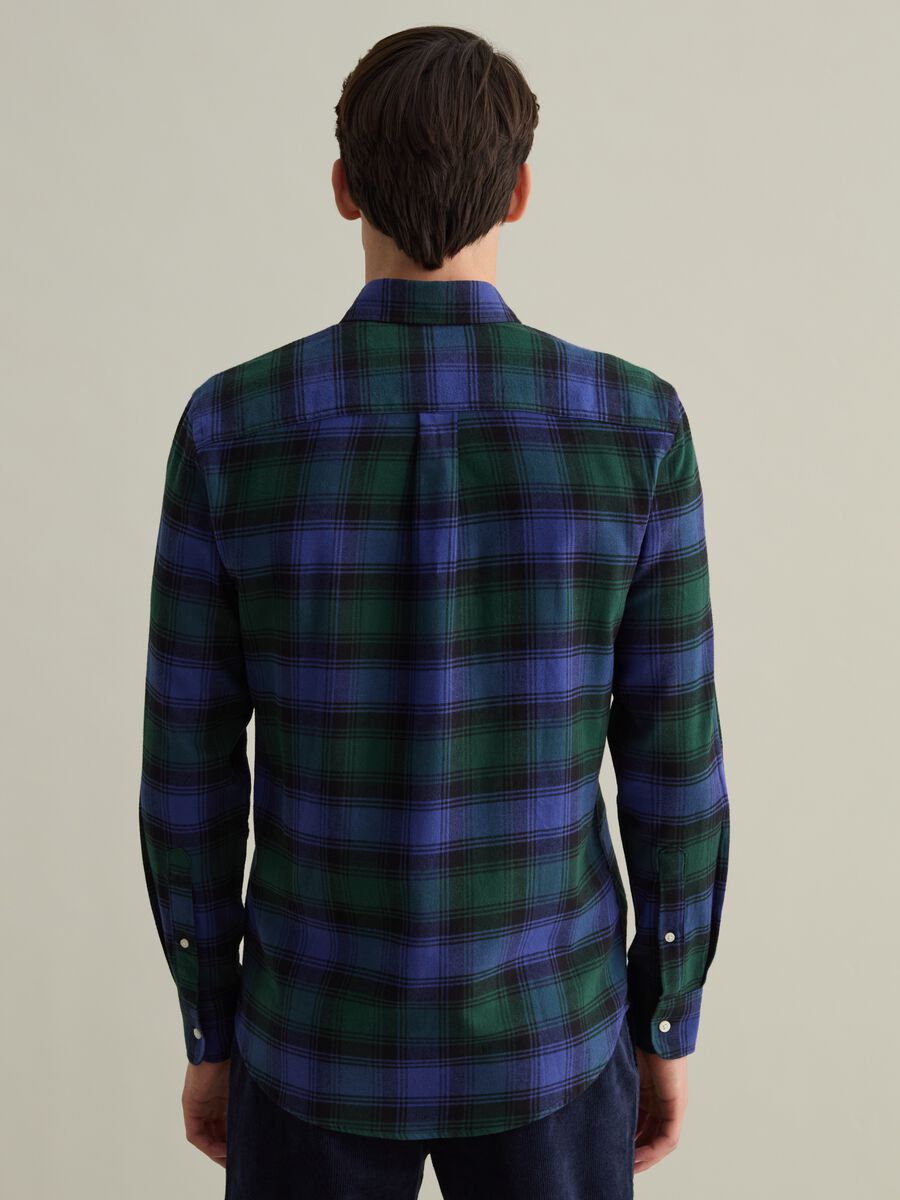 Flannel shirt with check pattern and button-down collar_2