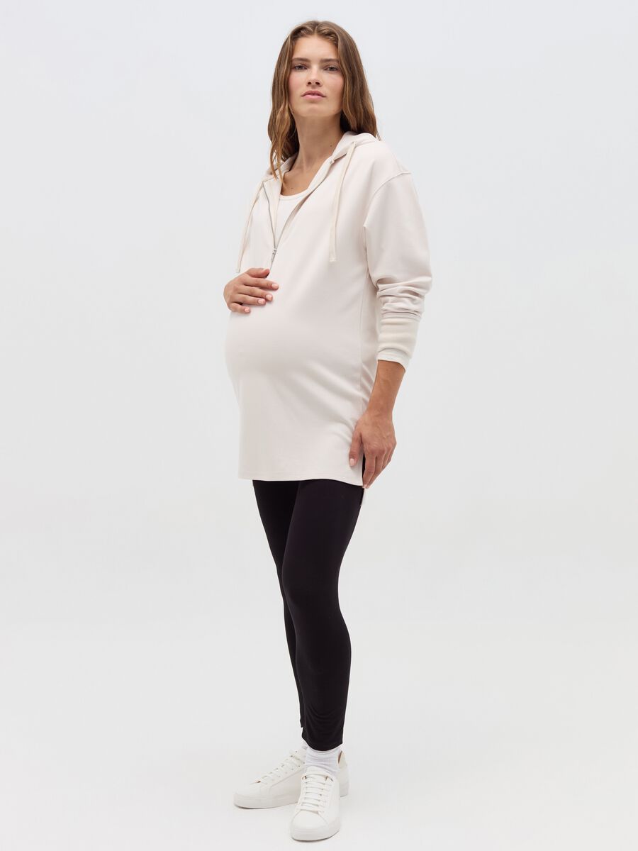 Half-zip mini maternity sweatshirt dress_0