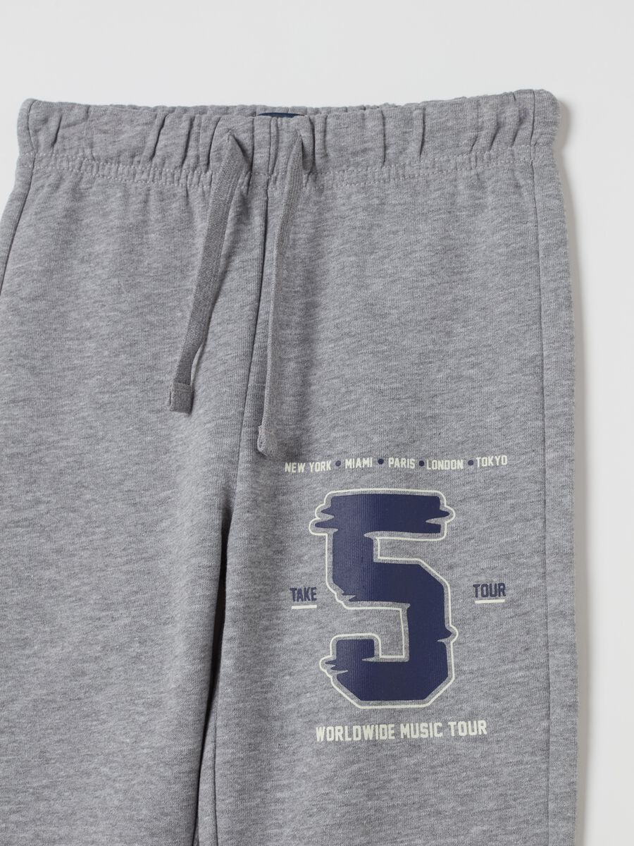 Fleece joggers with drawstring and print_3