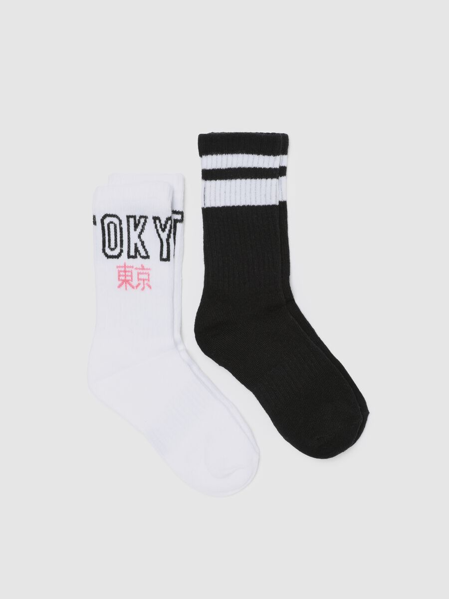 Two-pair pack socks in organic cotton with ideograms_0