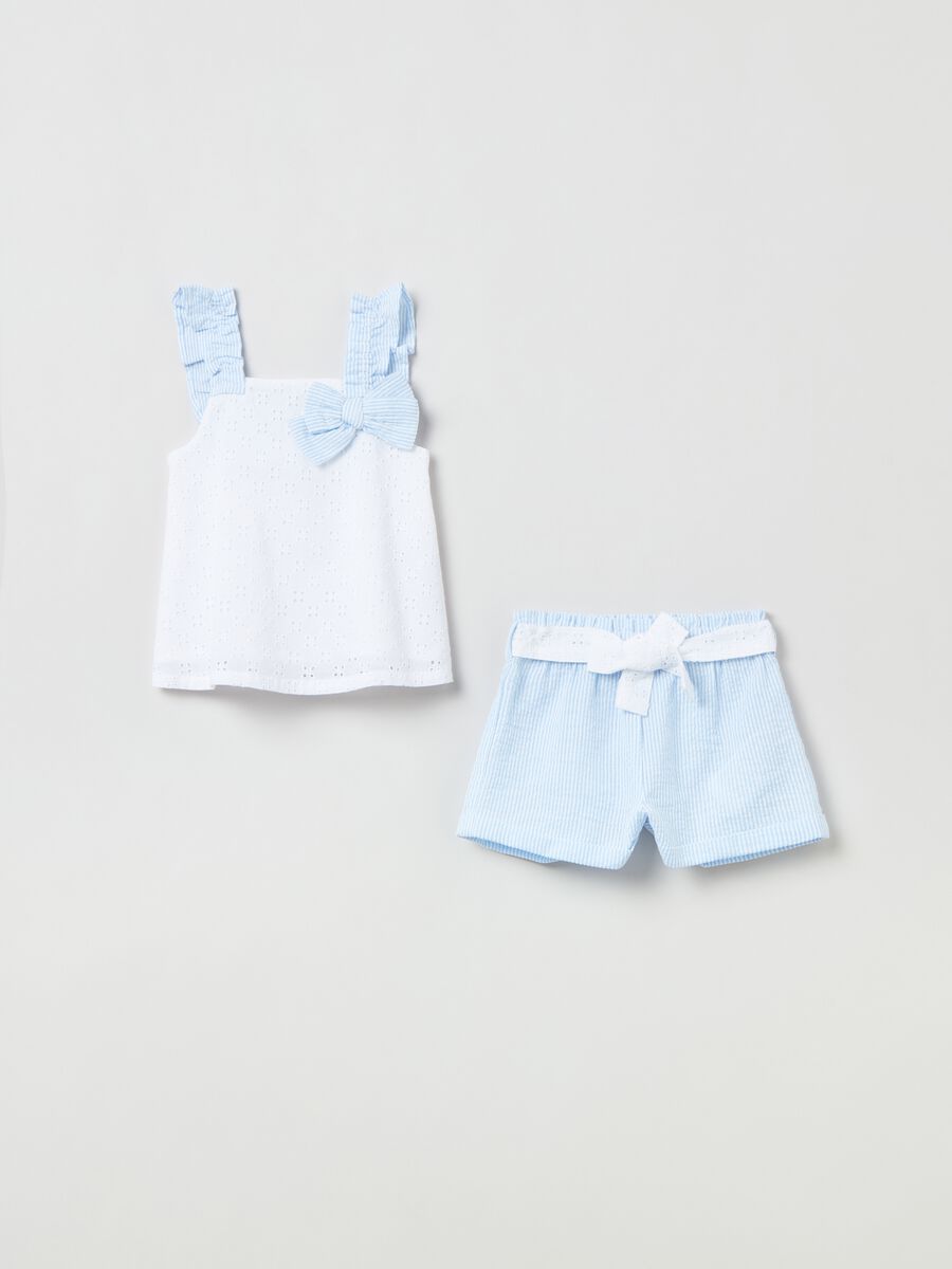 Tank top and shorts set in yarn-dyed cotton_0