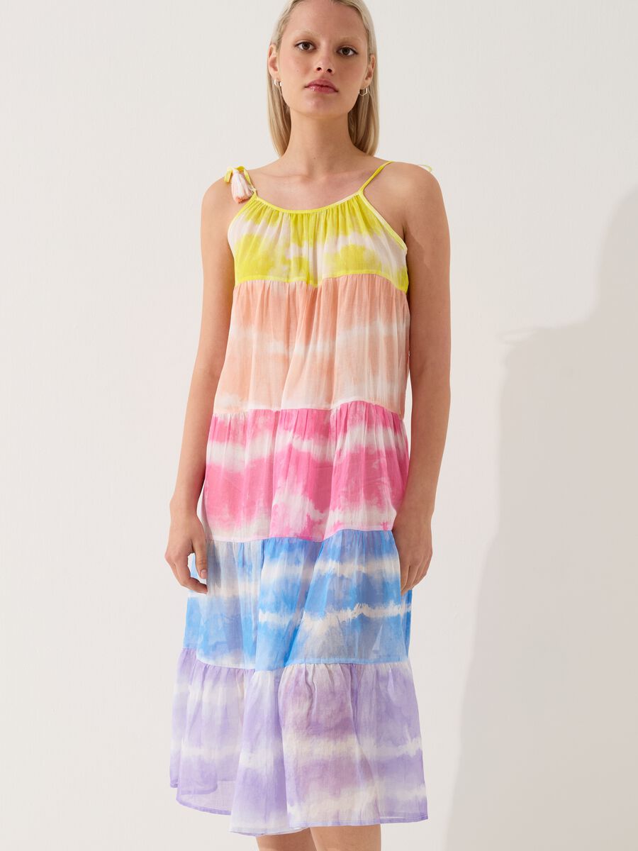 Tie-dye tiered beach cover-up dress_0