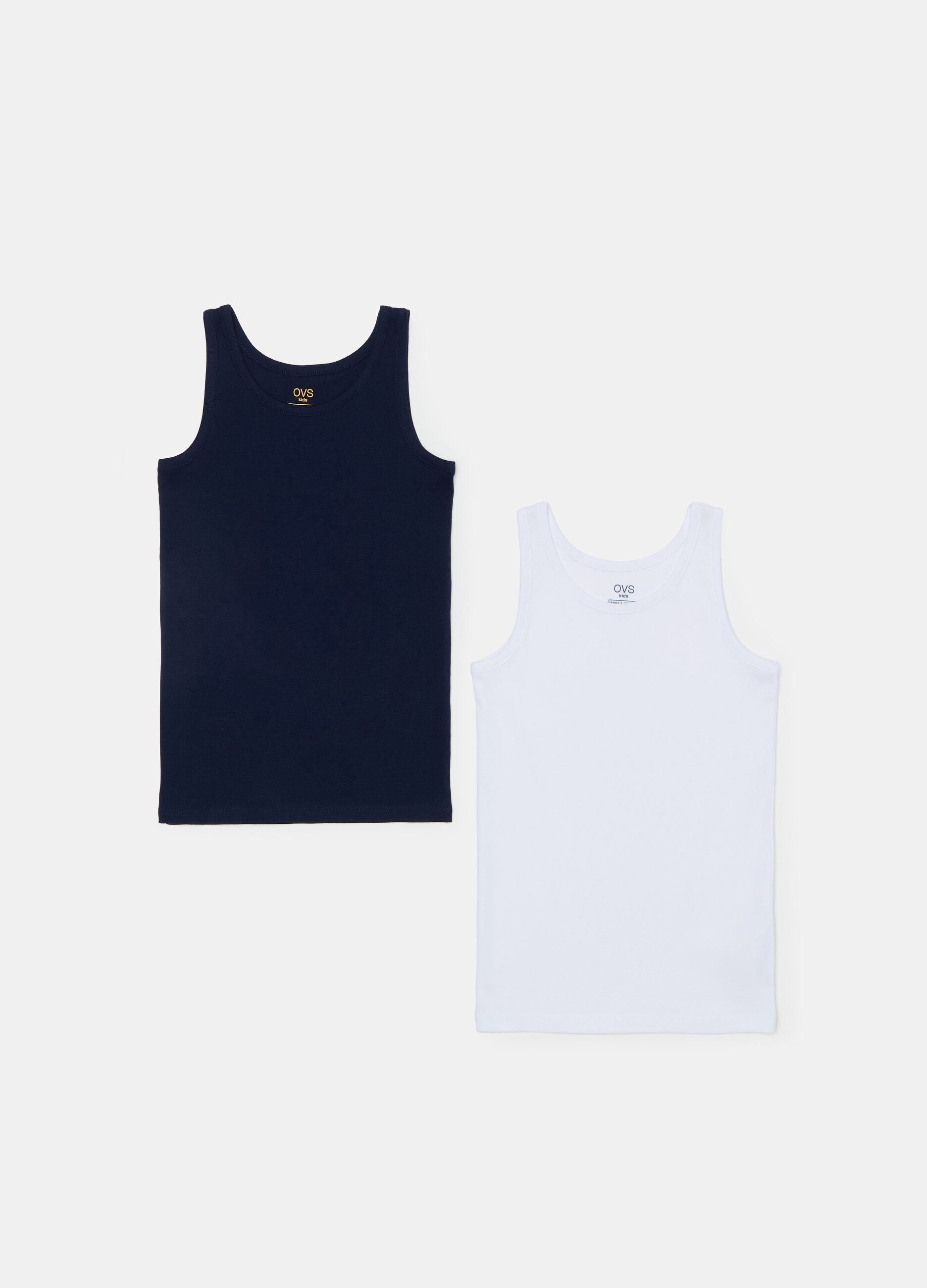 Two-pack racerback vests with round neckline