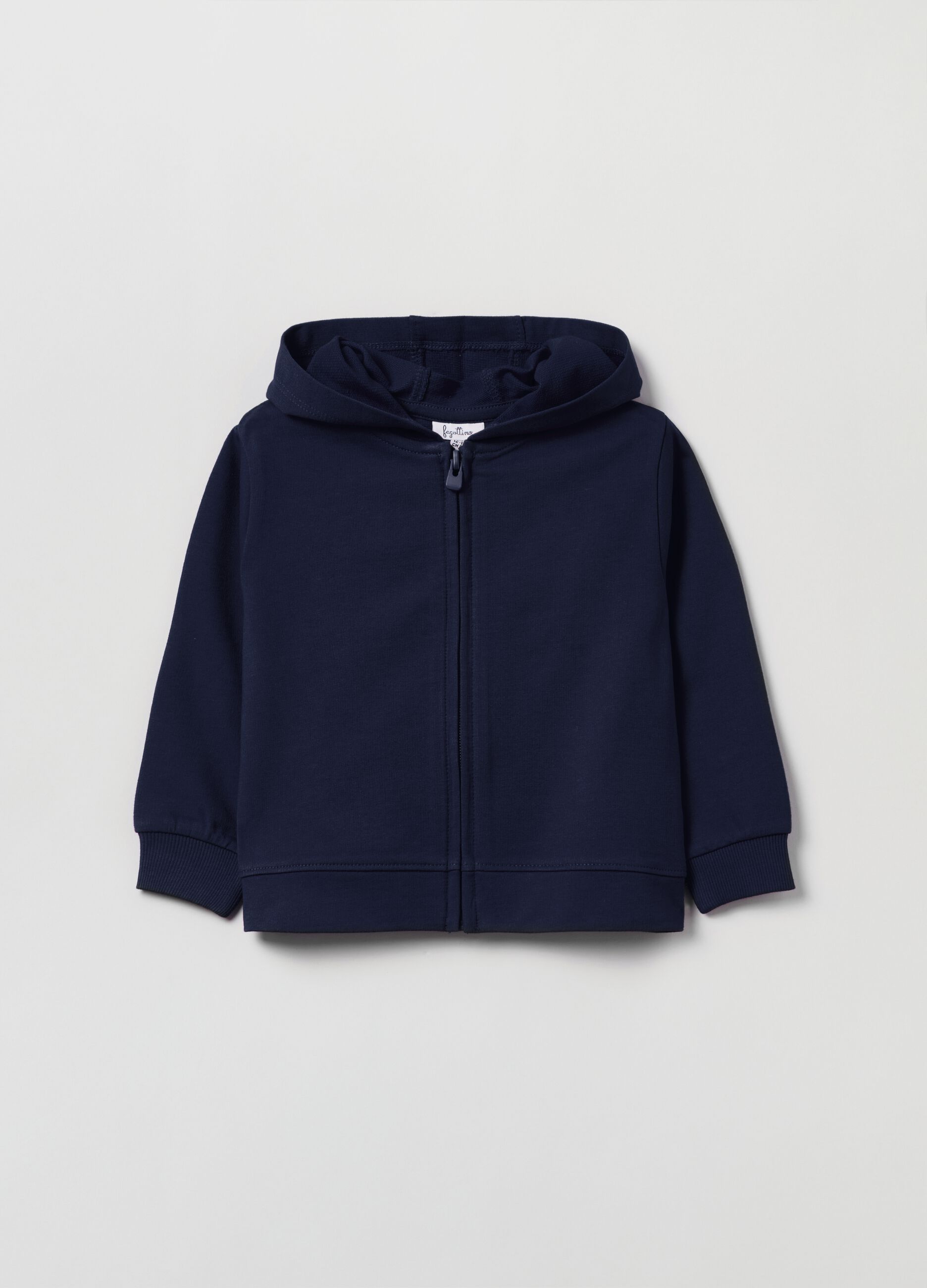 Cotton full-zip sweatshirt with hood