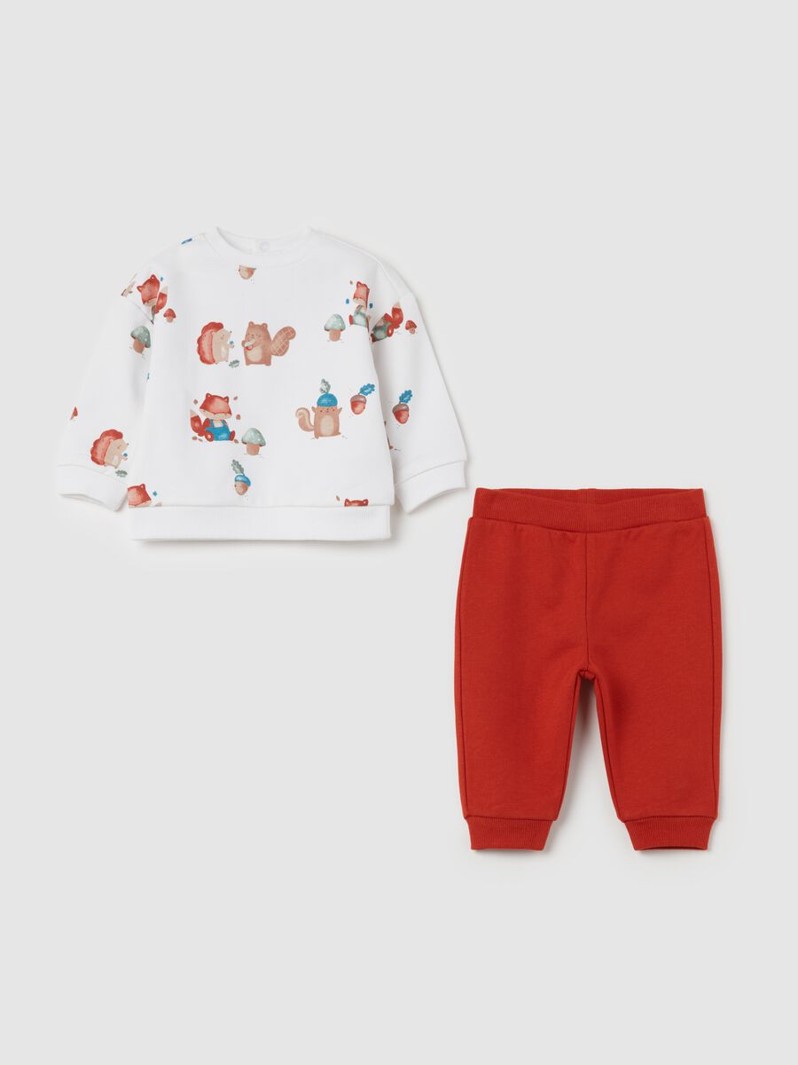 Jogging set in cotone bio con stampa animaletti_0