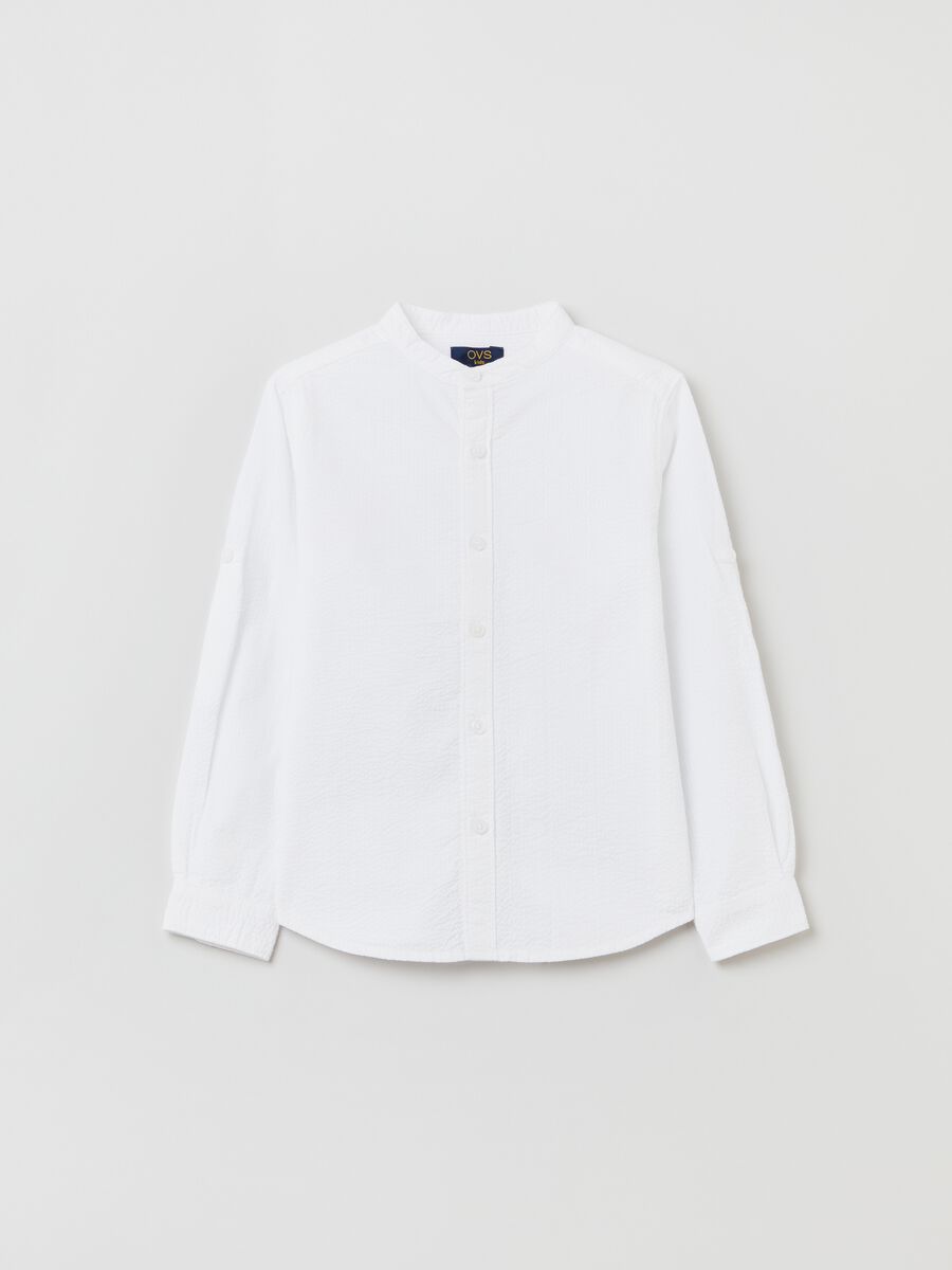 Seersucker cotton shirt_0