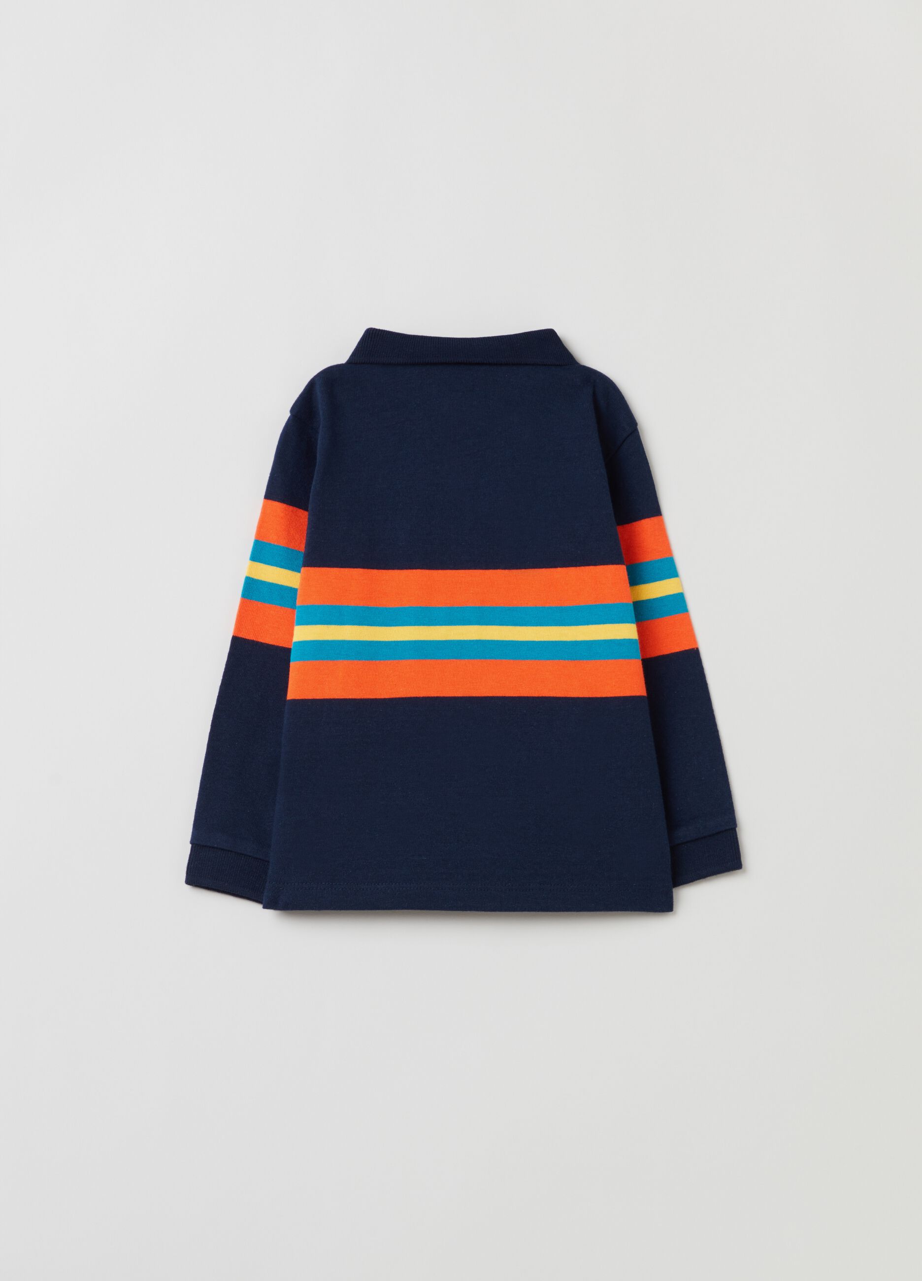 Long-sleeved polo shirt with stripe print