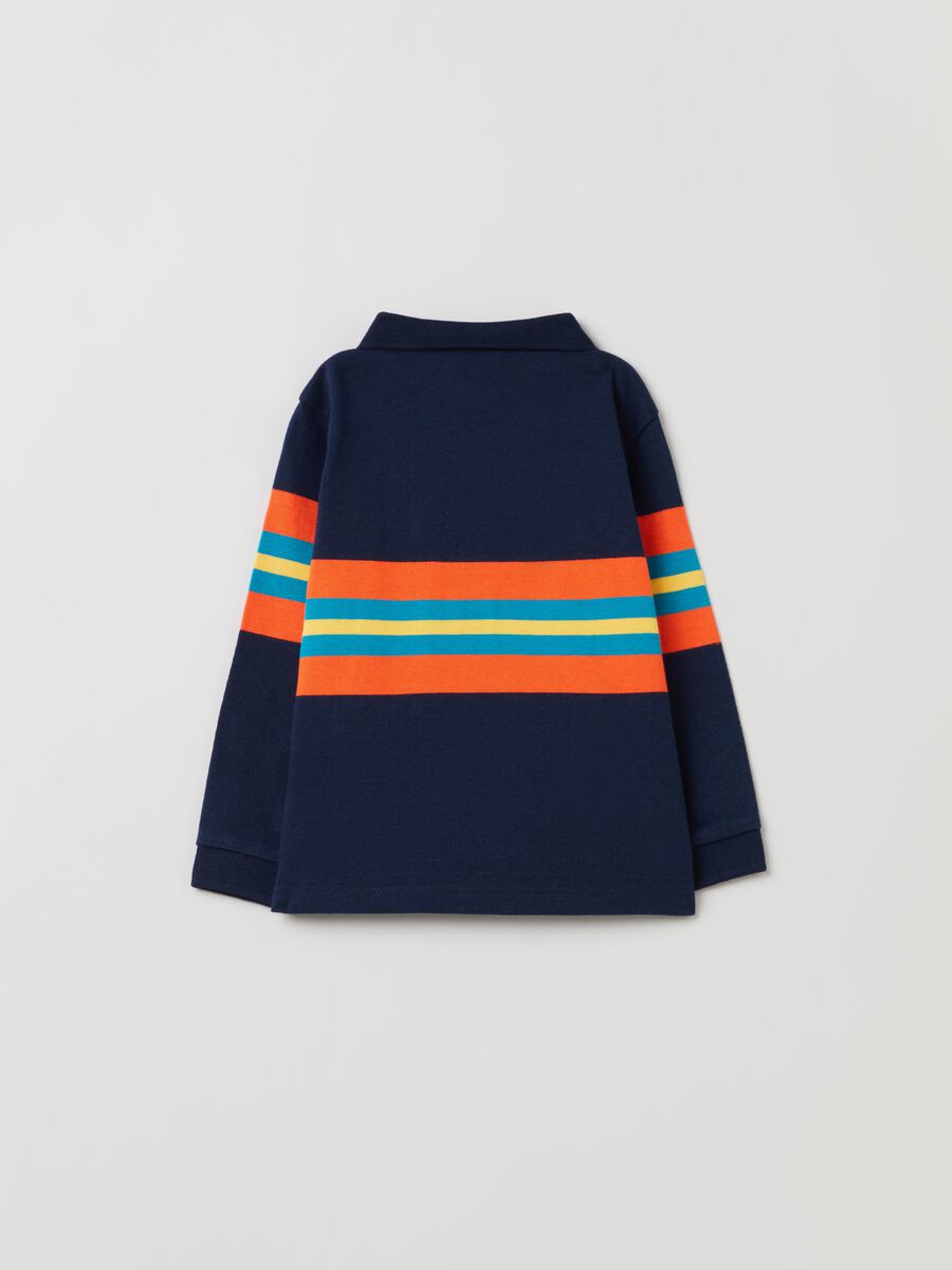 Long-sleeved polo shirt with stripe print_1