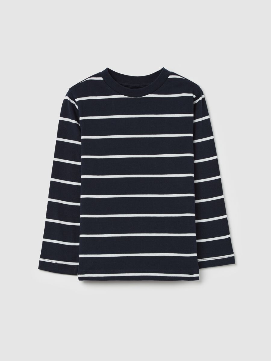 Long-sleeved T-shirt in striped cotton_0