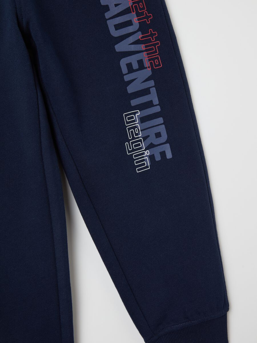 Fleece joggers with drawstring and lettering print_3