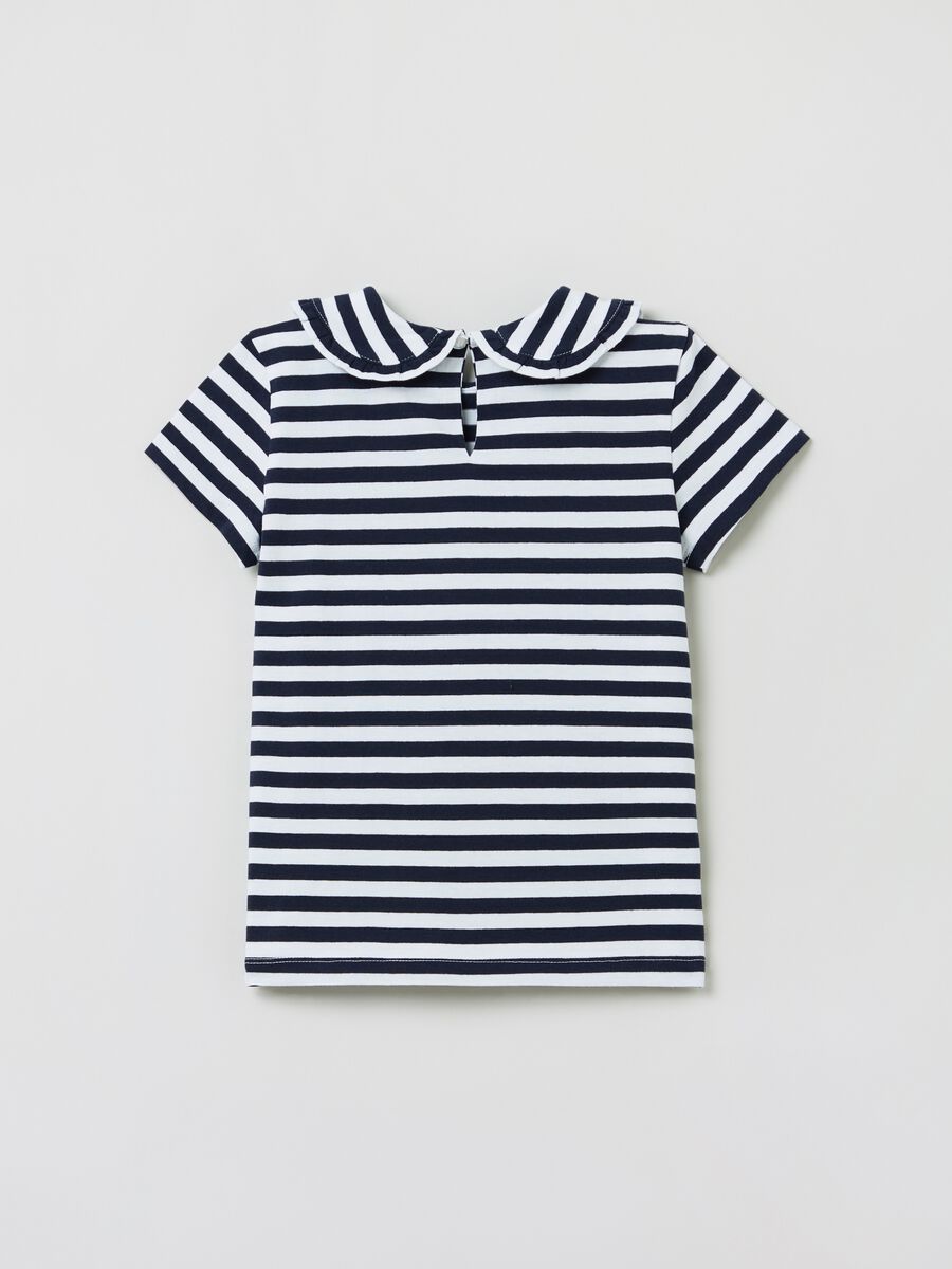 Striped cotton T-shirt with collar_1