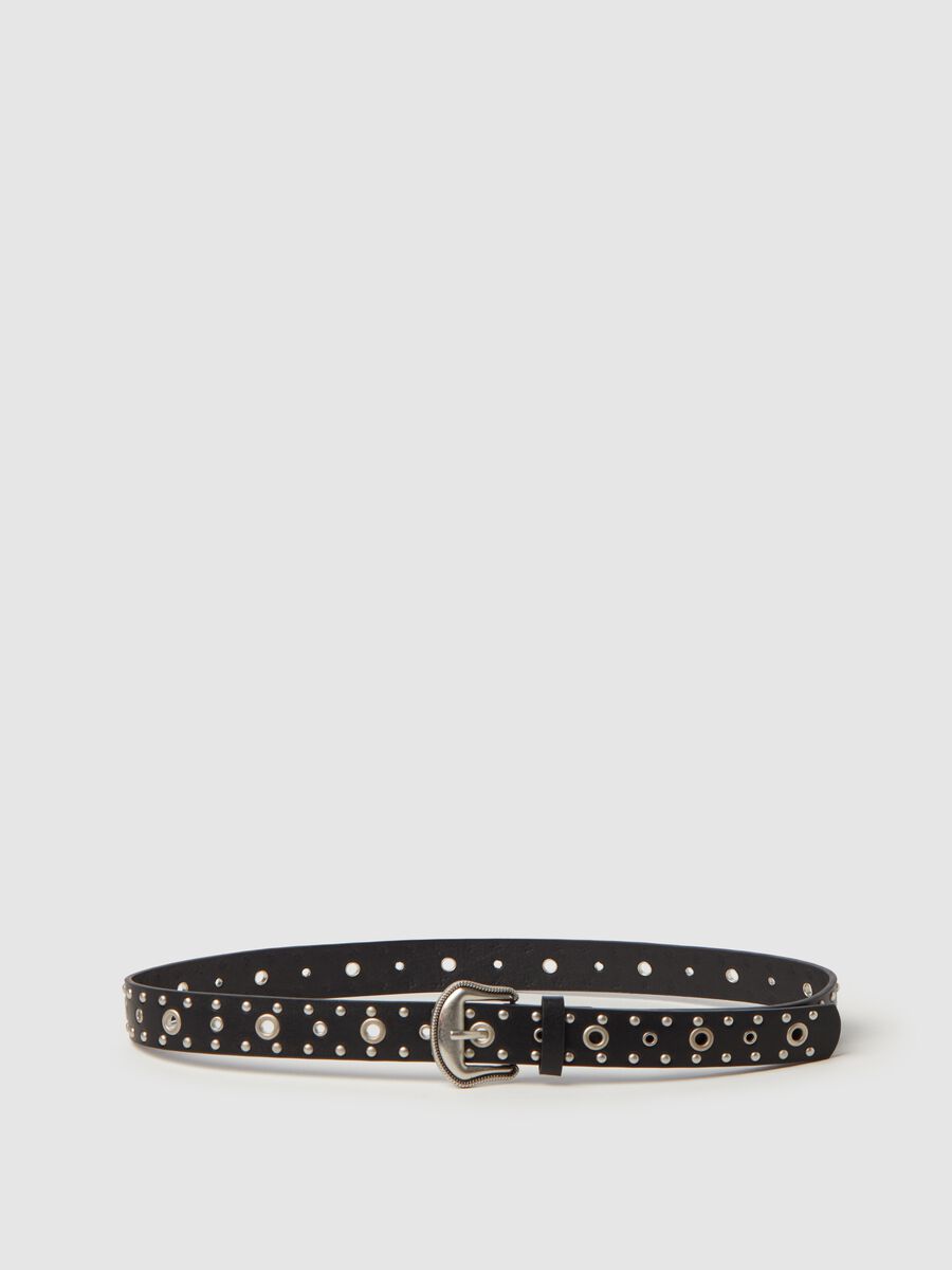 Belt with studs and metal eyelets_0