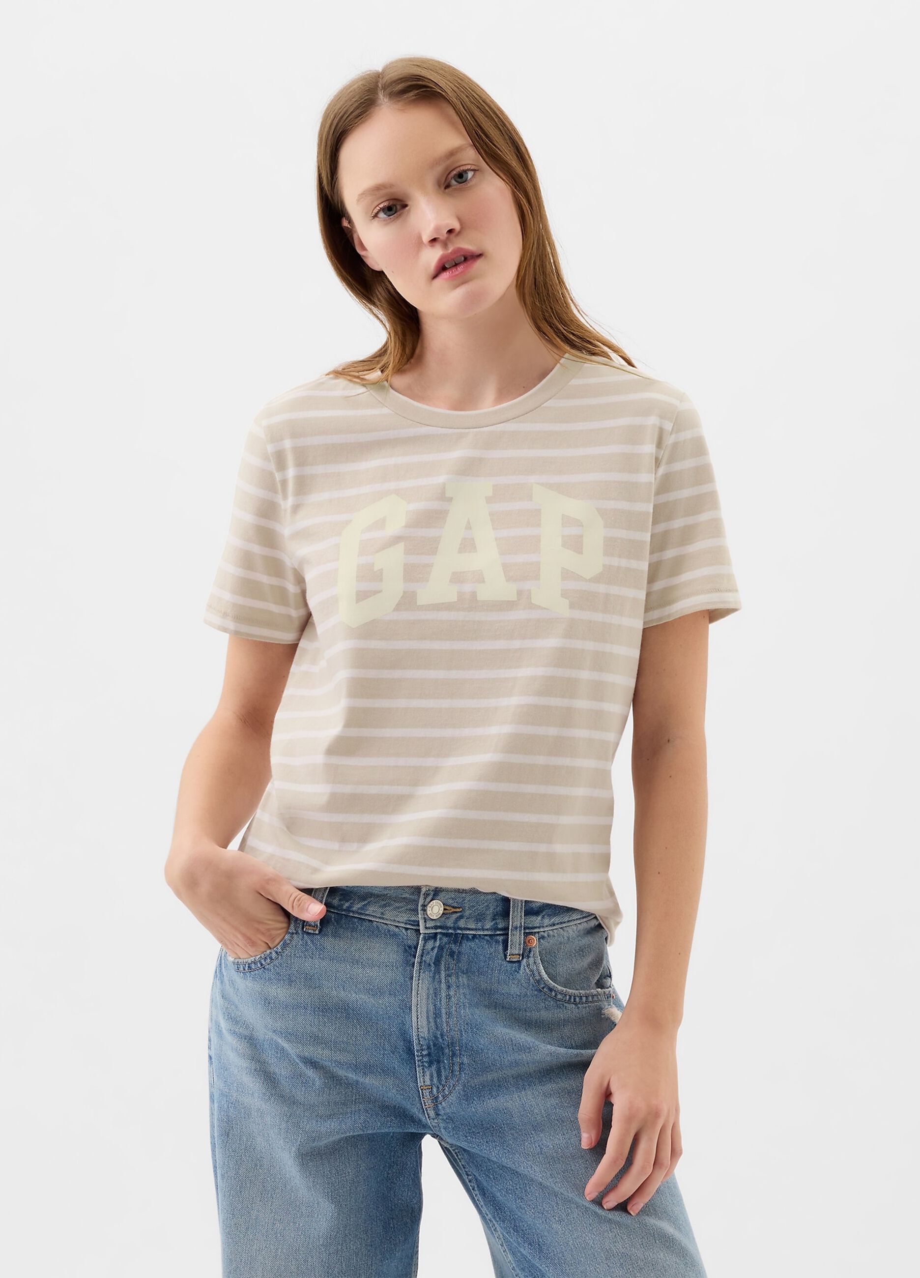 Striped T-shirt with logo print