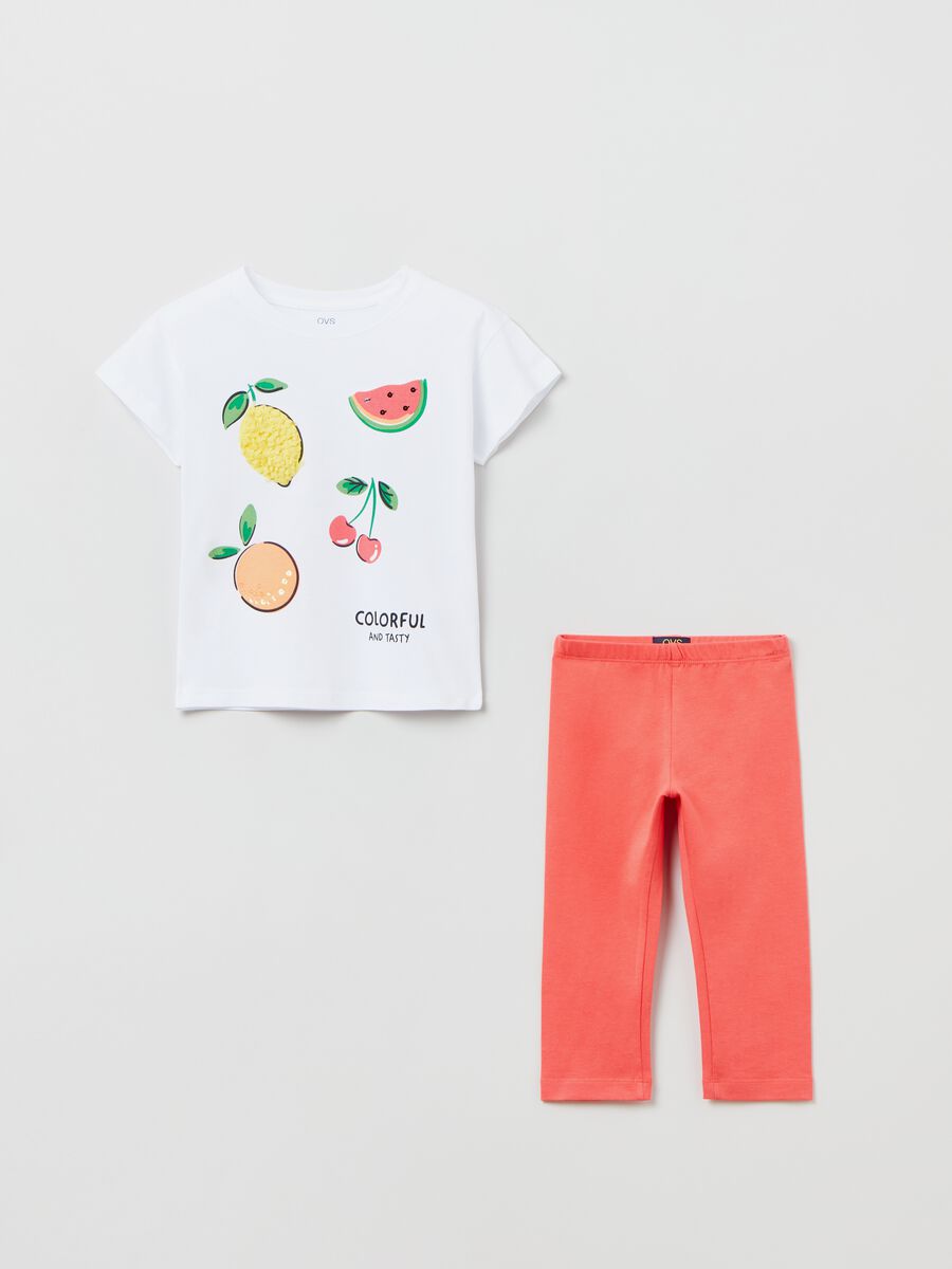 Printed T-shirt and leggings jogging set_0